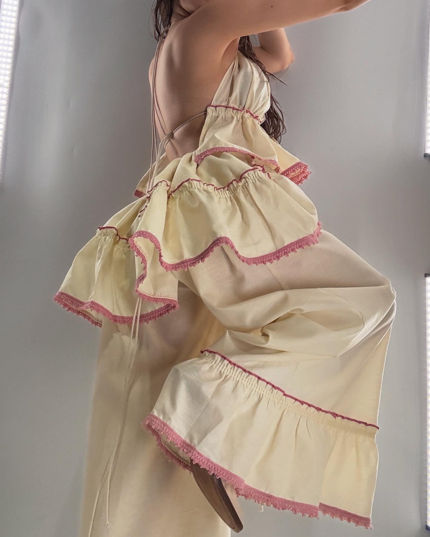 Vintage Handmade Two Piece Cream and Dusty Rose Set (XS-L)