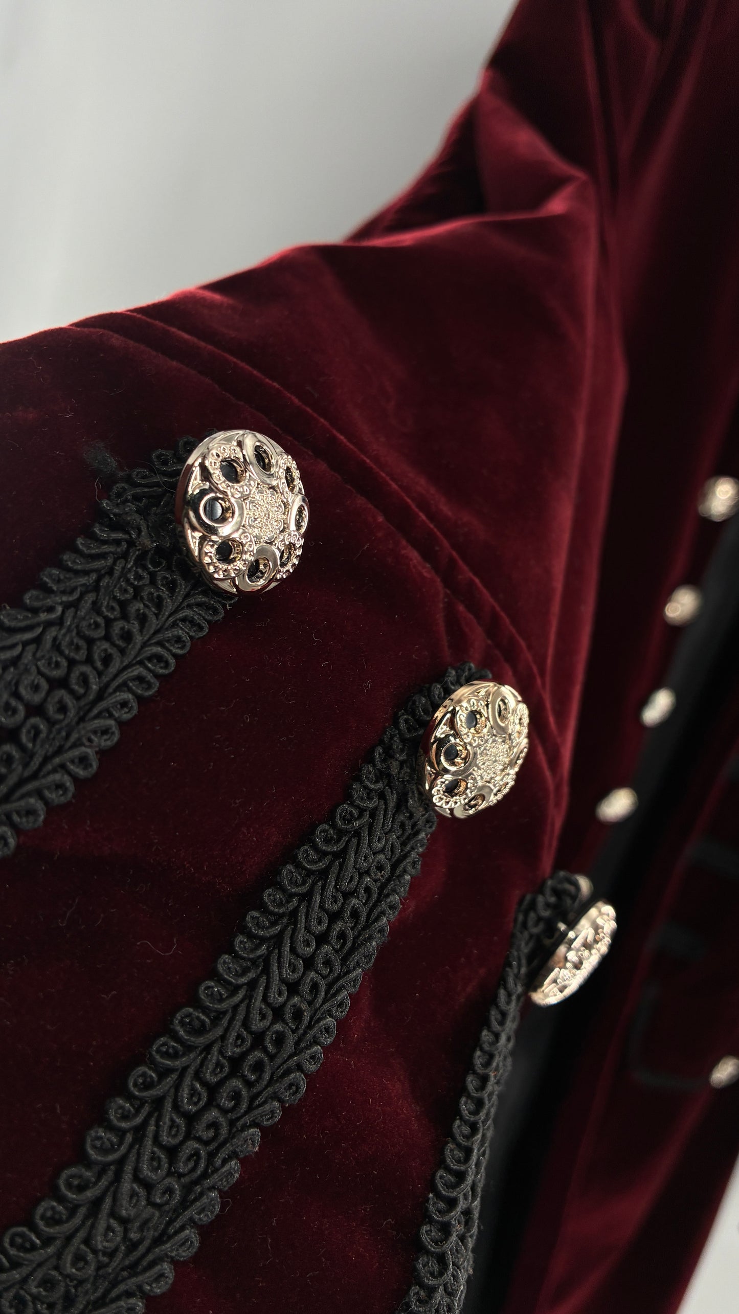Velour Crimson Steampunk Drummer Coat (XL)