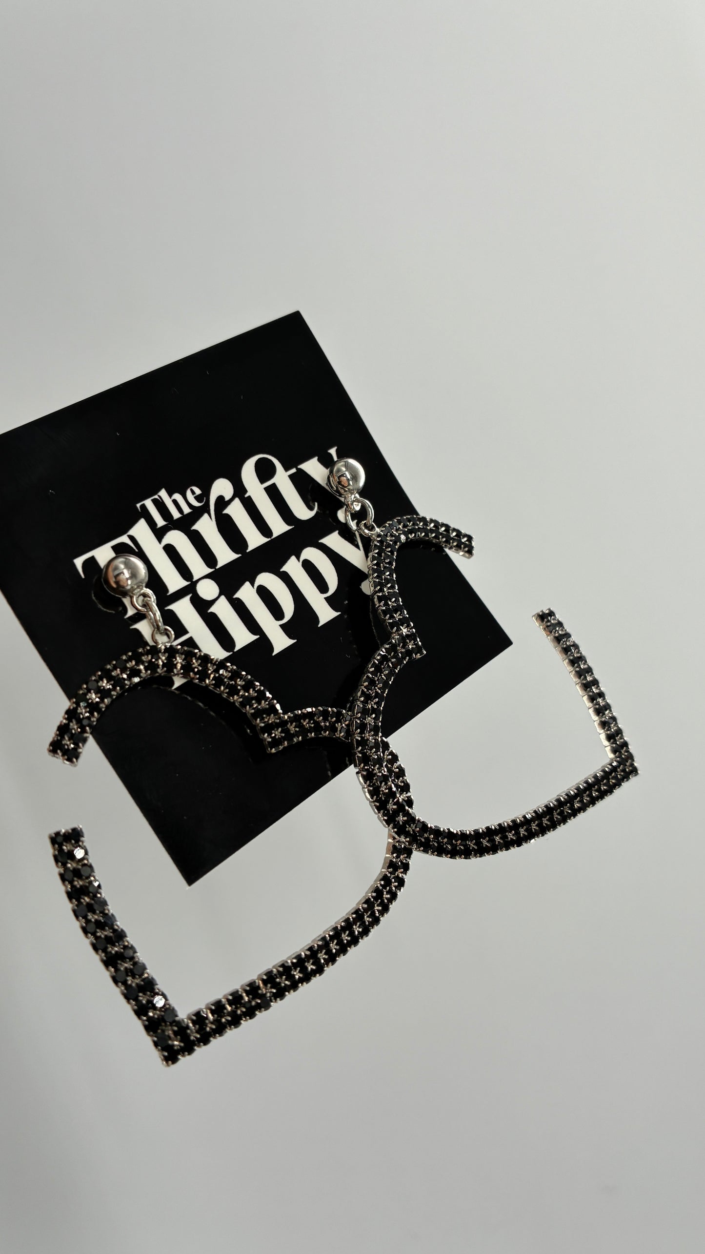 Free People Black Hoop Heart Earrings
