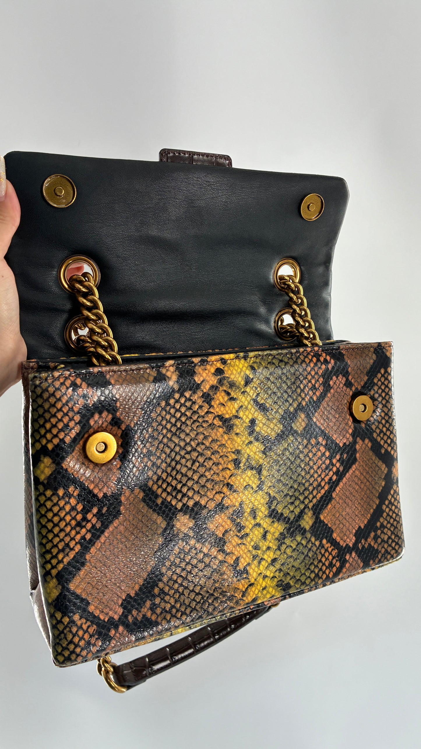 KURT GEIGER London Kensington Croc and Python Embossed Leather Crossbody Bag