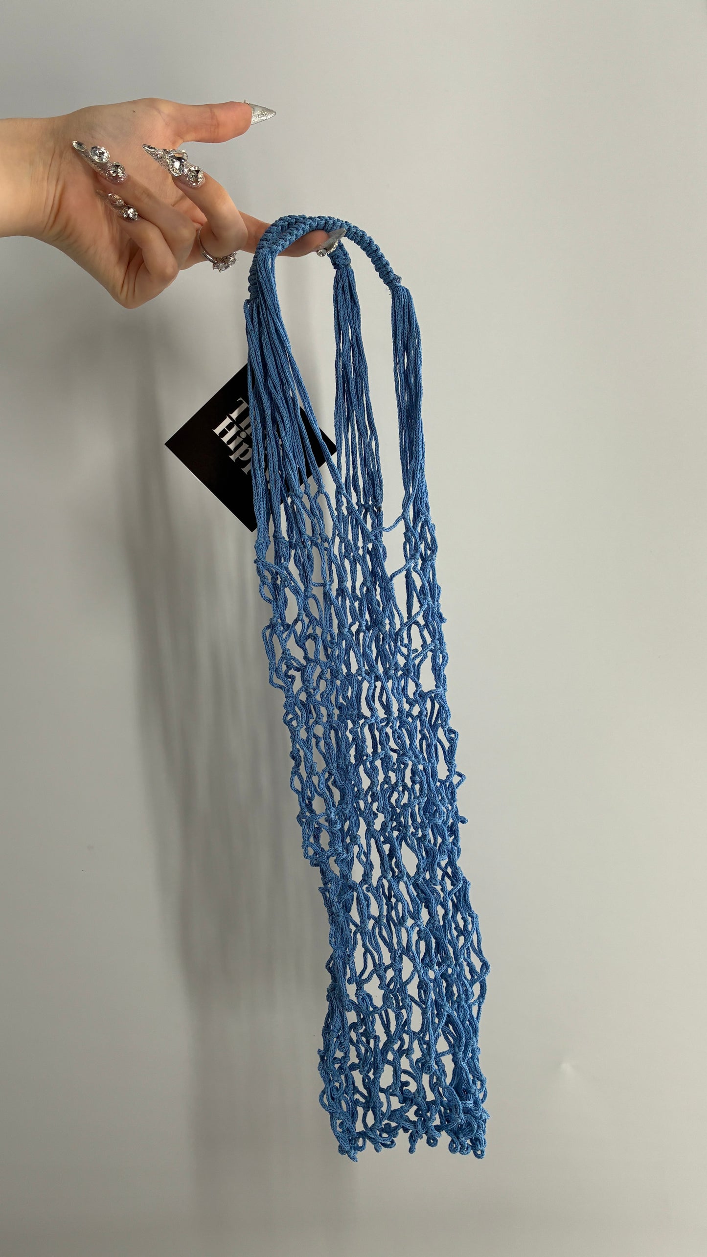 Vintage Powder Blue French Netted Grocery Bag