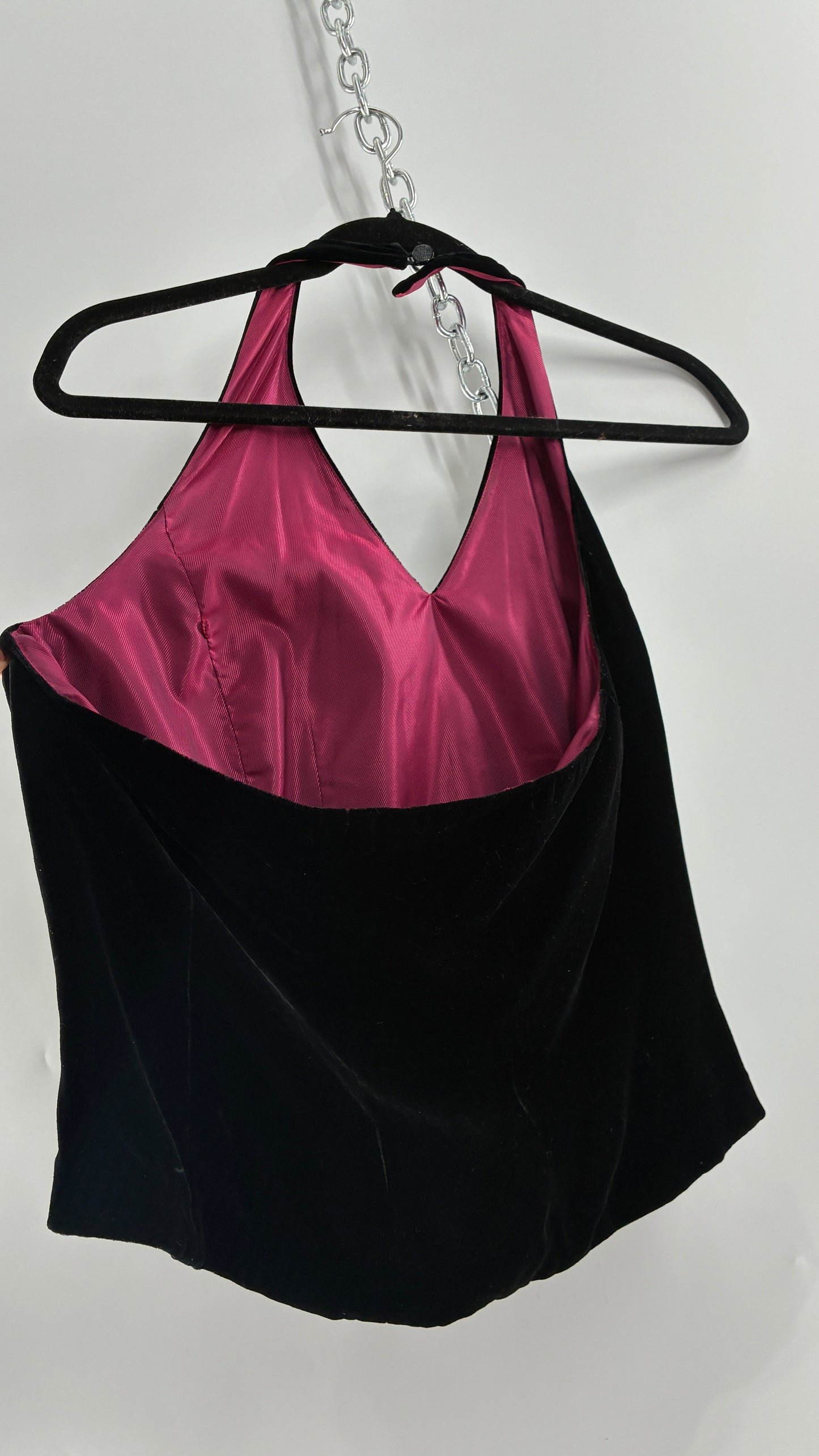 ANN TAYLOR Petite Black Velvet Low Back Tailored Cropped Halter (8P)
