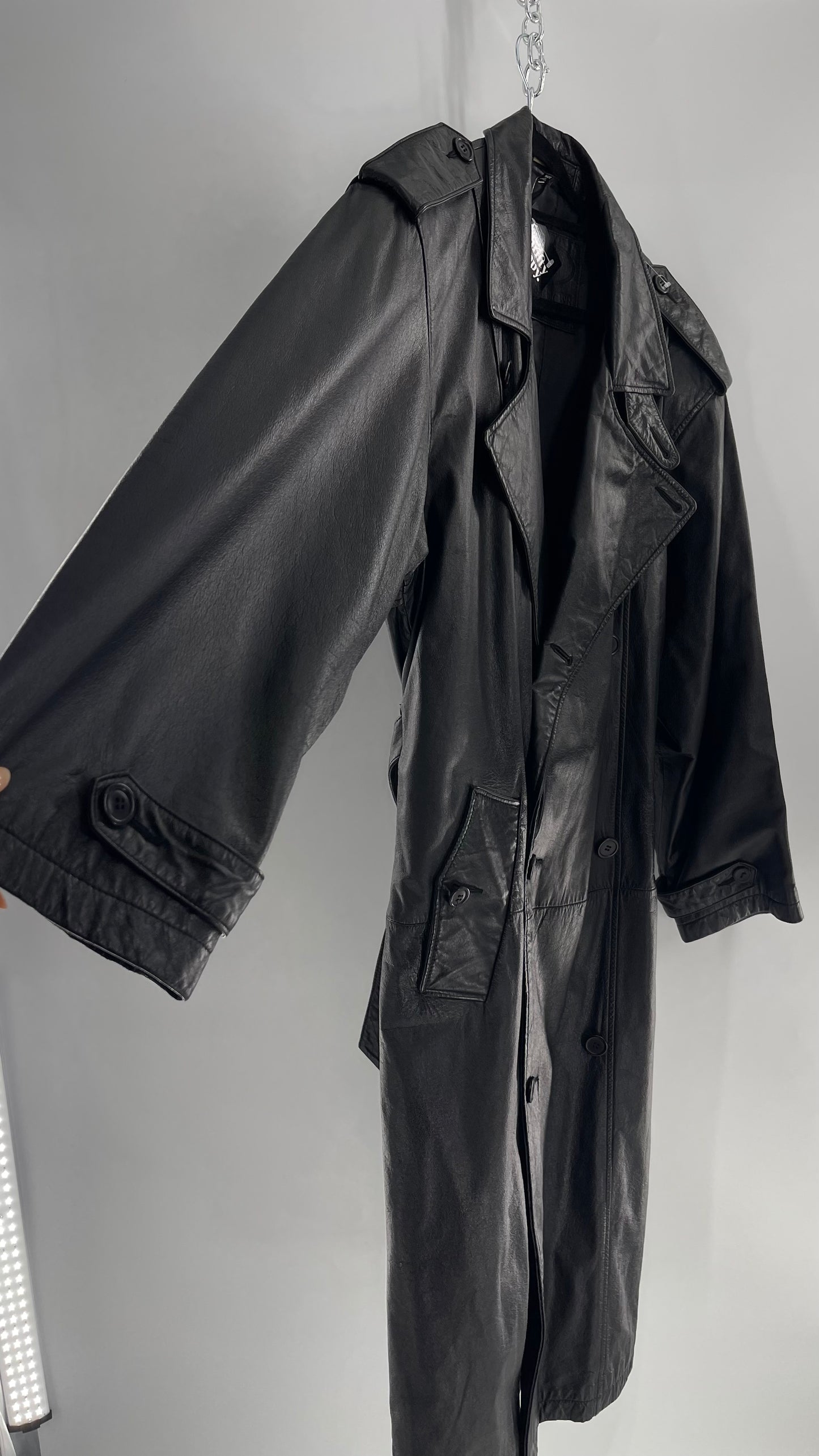 Georgetown Vintage Black Leather Trench Coat (Medium)