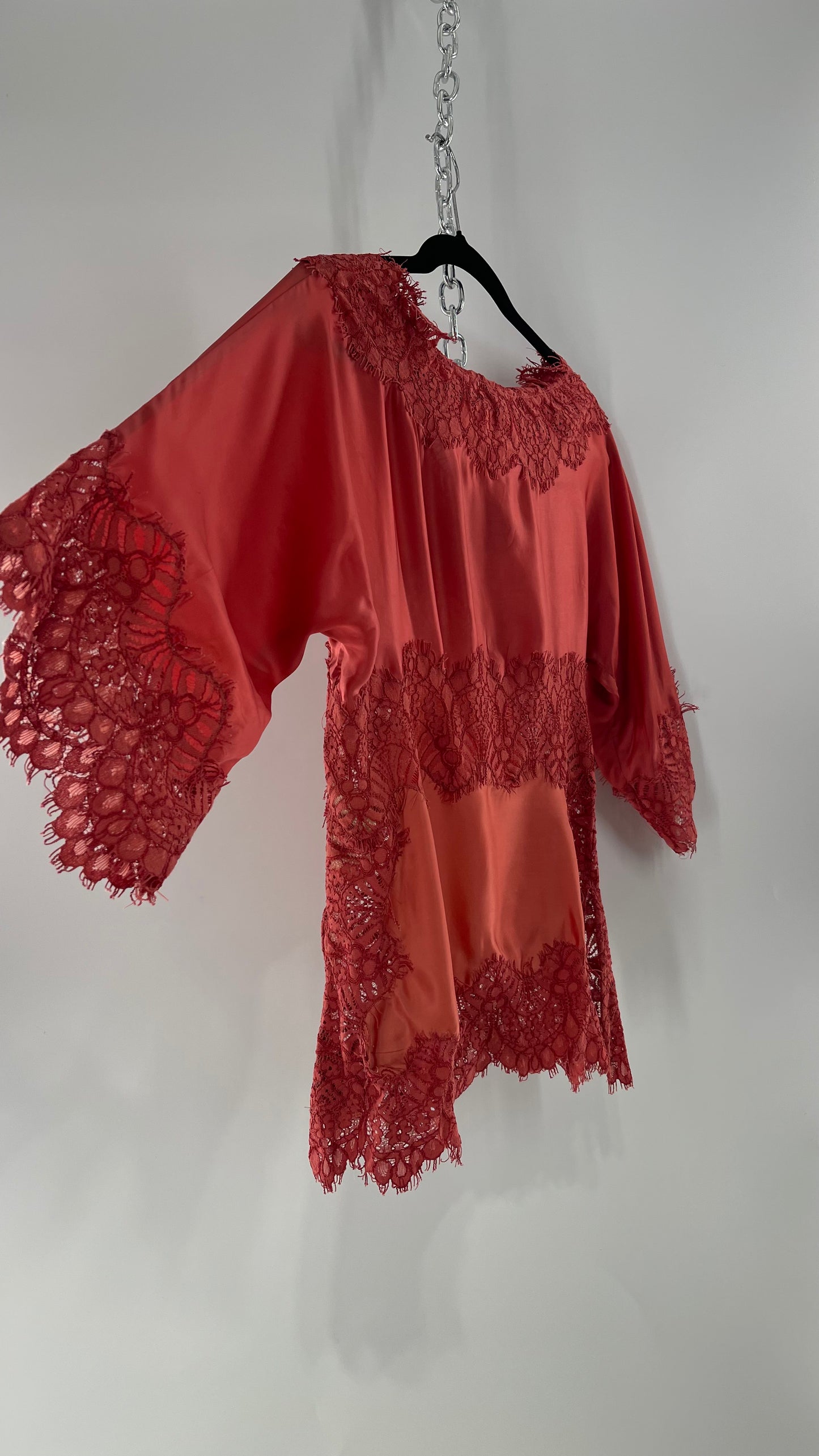 Moulinette Soeurs Vetements Silky Blouse with Thick Scalloped Lace Trim (XS)