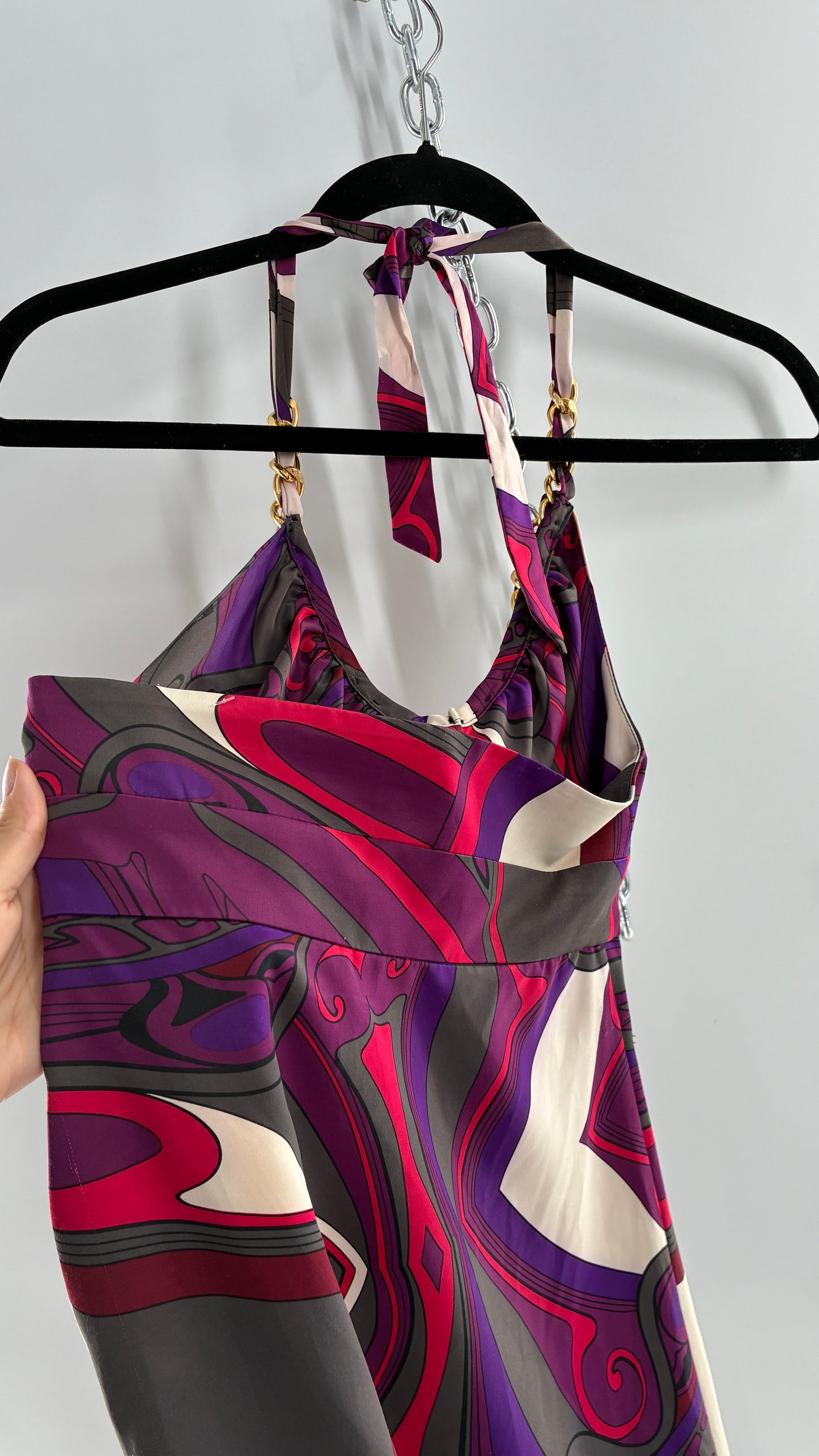 Vintage 1990s GUESS Silky Halter with Chain Detail (XS)