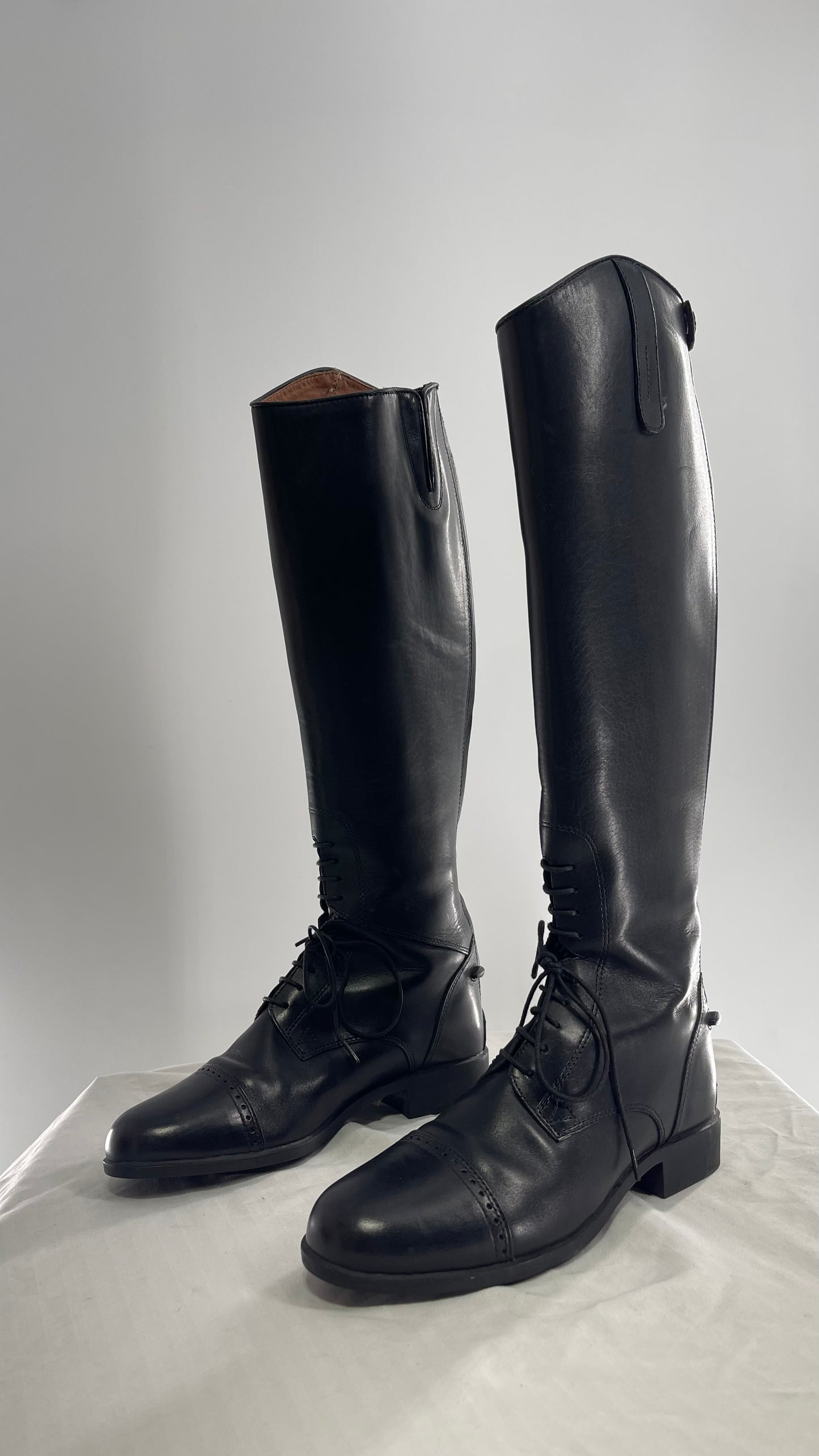 ARIAT Heritage Contour || Black Leather Field Zip Knee High Riding Tall Boots (8)