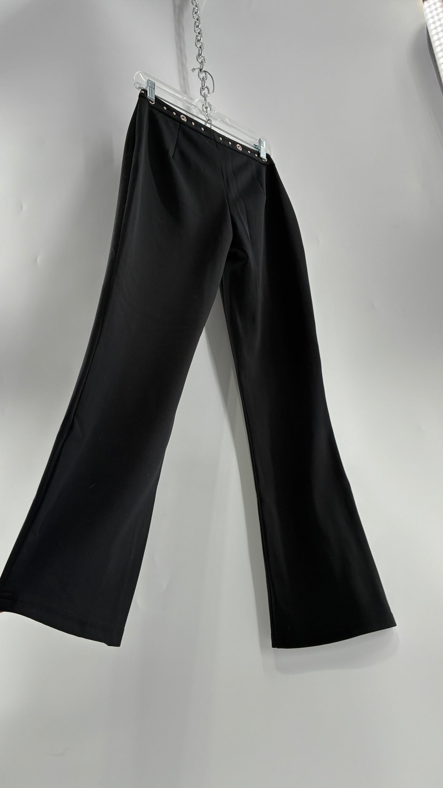Vintage 1990s JOE BENBASSET Black Kickflares with Studded, Grommet Waistline (5)