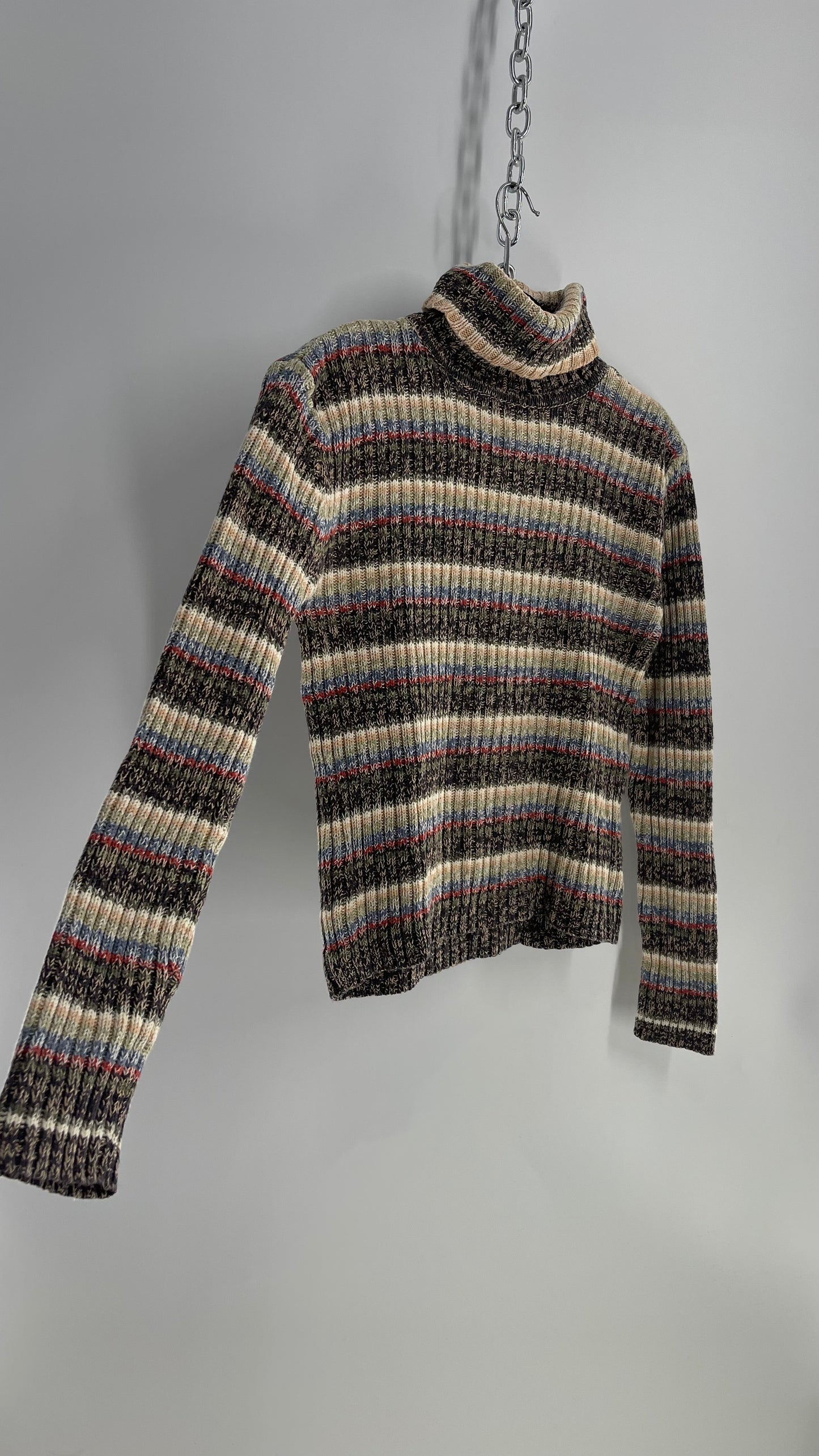 Great American Sweater Co Striped Thick Knit Turtleneck (Medium)