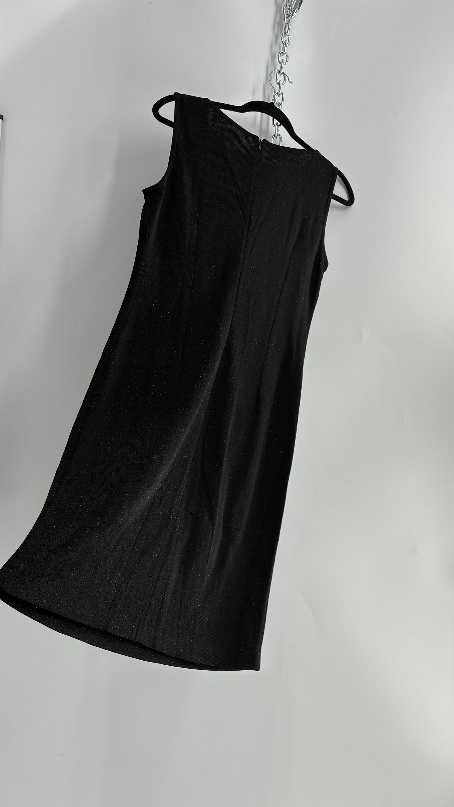 Vintage ST JOHN Black Metallic Wool Knit Dress with Silk Blend Lining and Rhinestone Embellishments (6)
