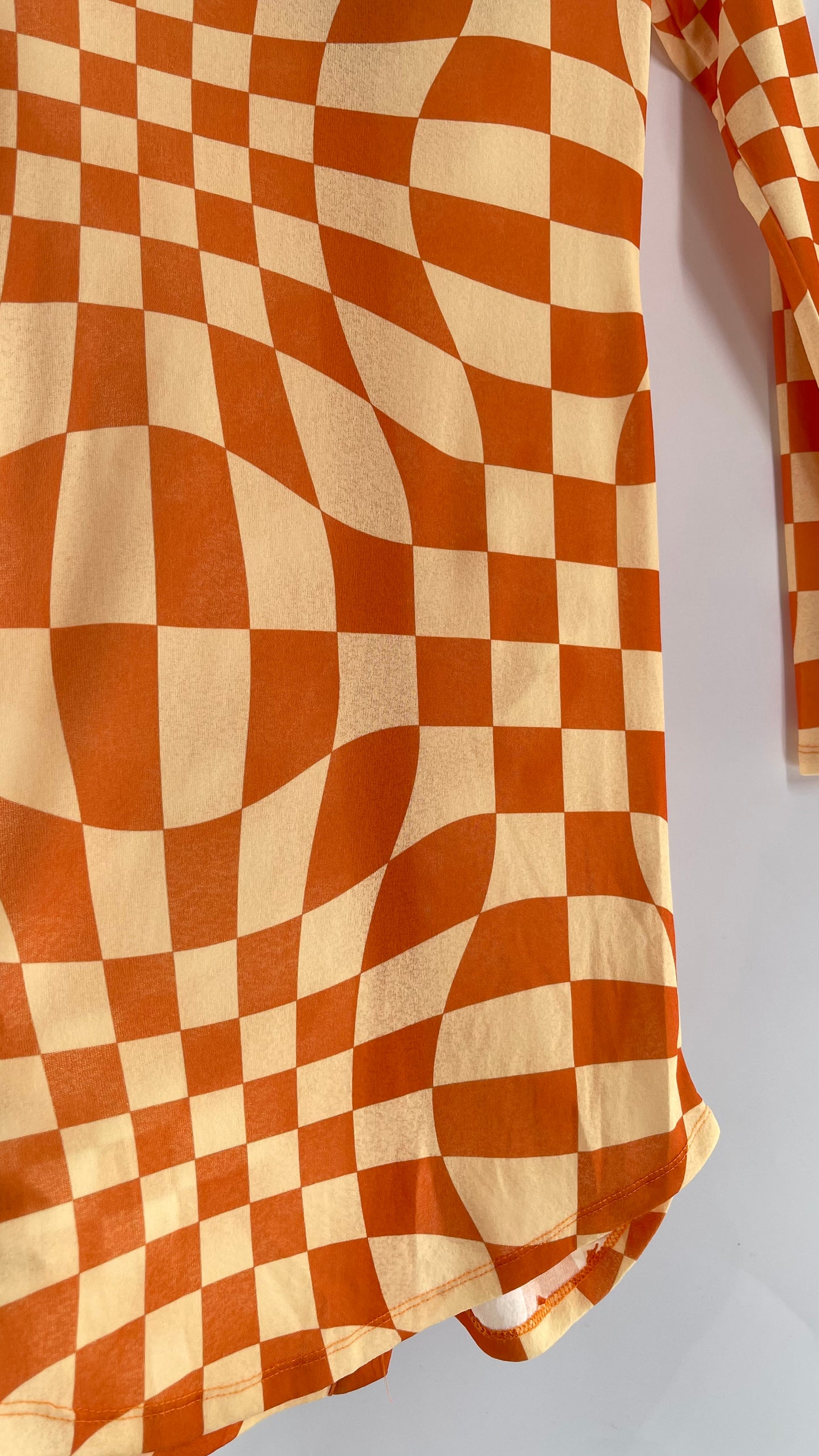 NGOrder Checkerprint Yellow/Orange Collared Buttonfront Dress (8)