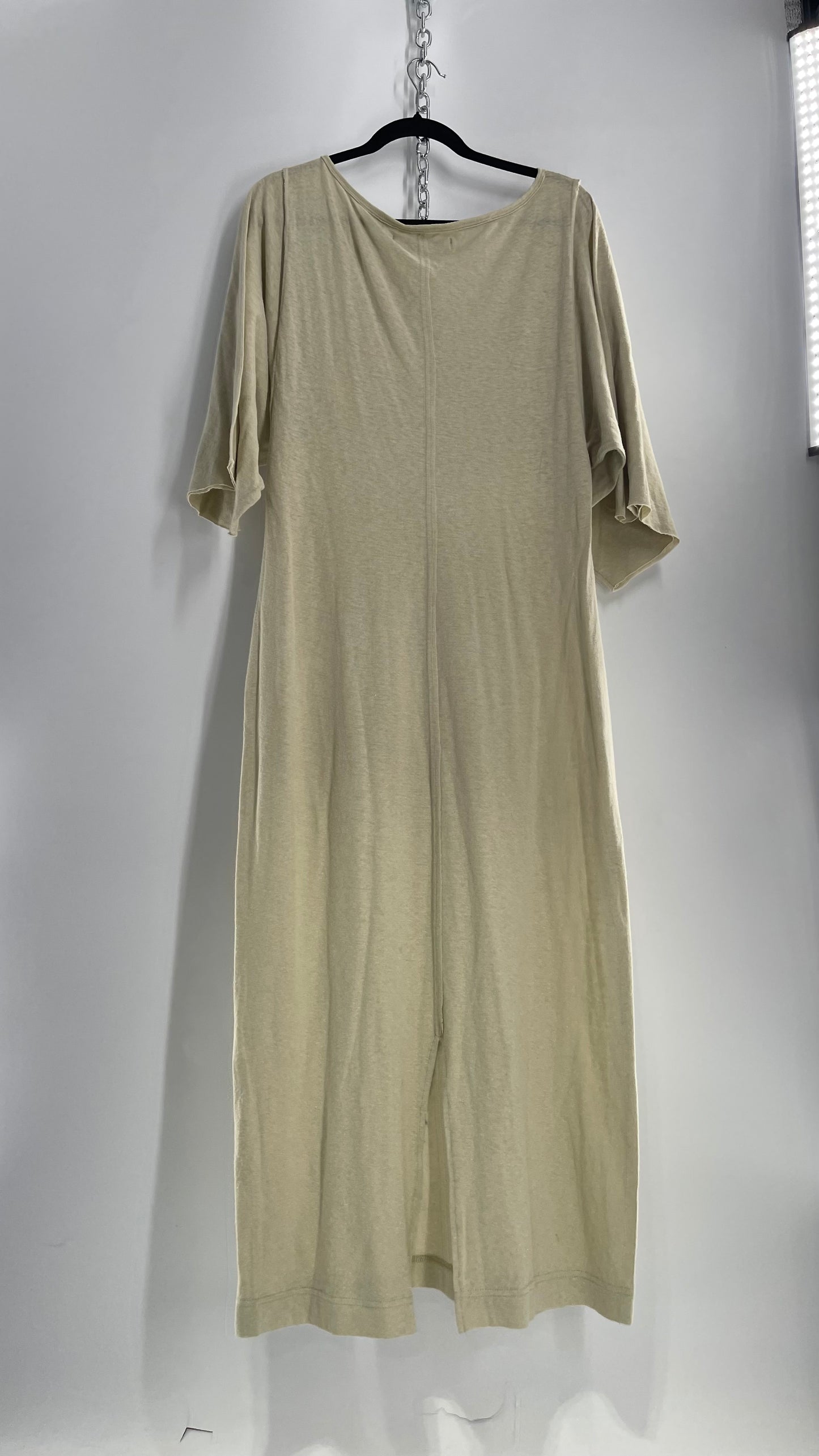 Free People Sage Cotton Full Length T Shirt Style Dress (Medium)