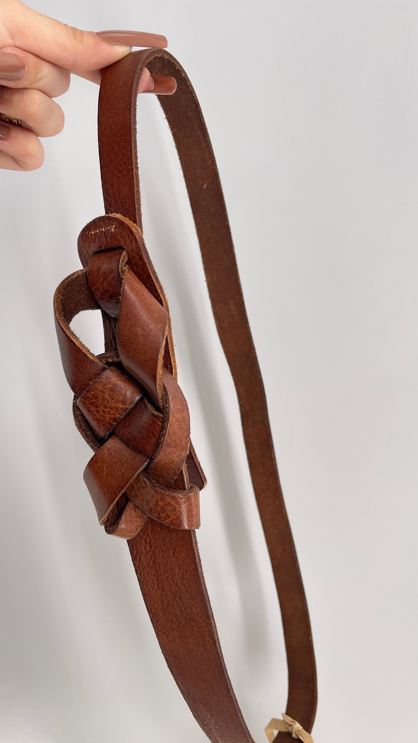 Vintage Leather Braided Knot Belt (Large)