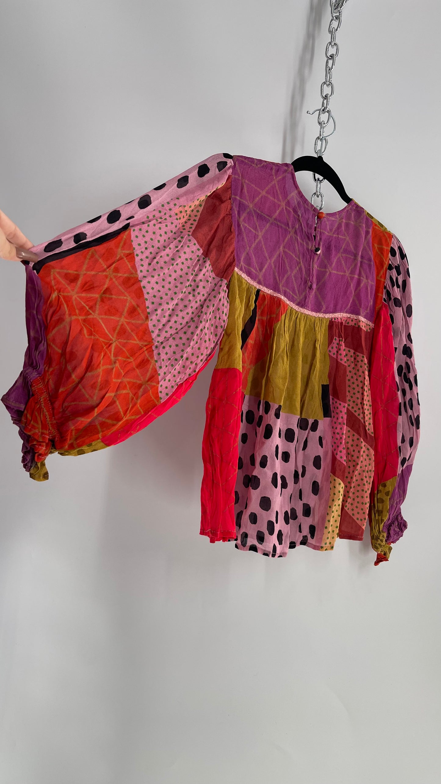 BL^NK Mixed Pattern Warm Toned Blouse (Petite Small)