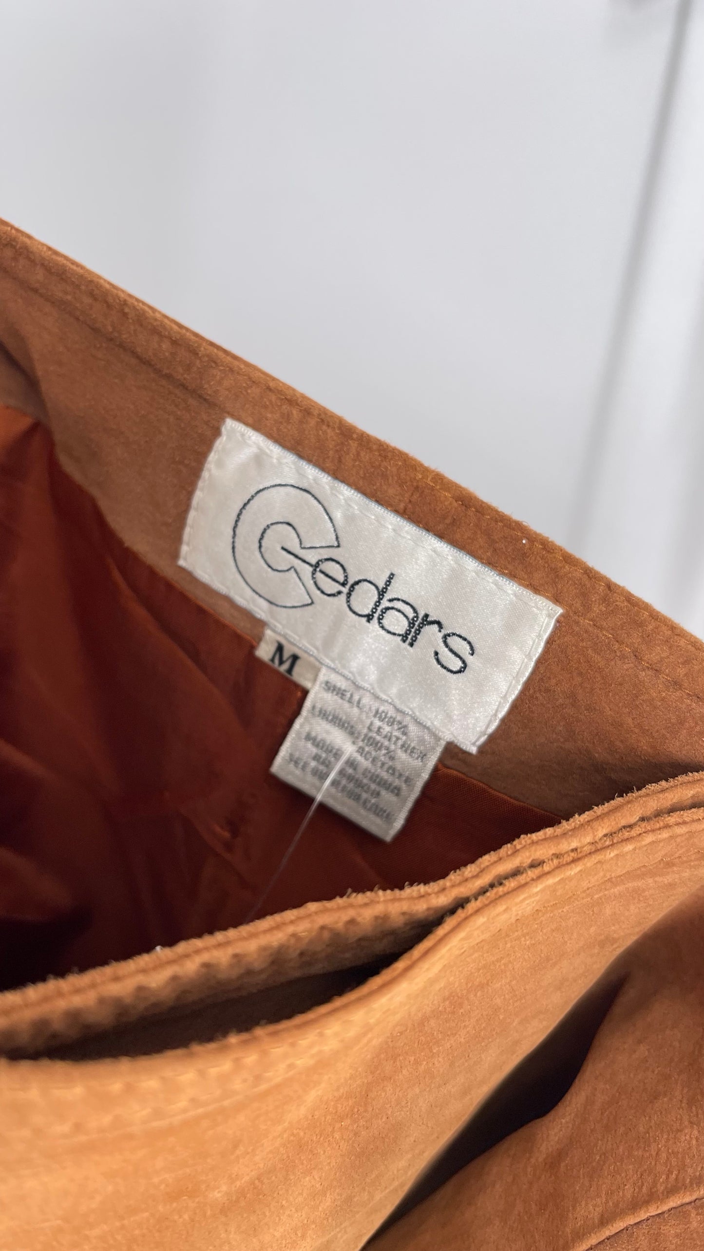 Vintage Cedars Brown Genuine Suede Leather Fringe Skirt (Medium)