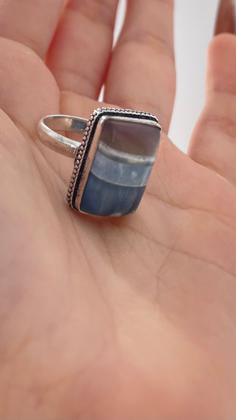 Vintage Agate Stone on 925 Sterling Silver Band