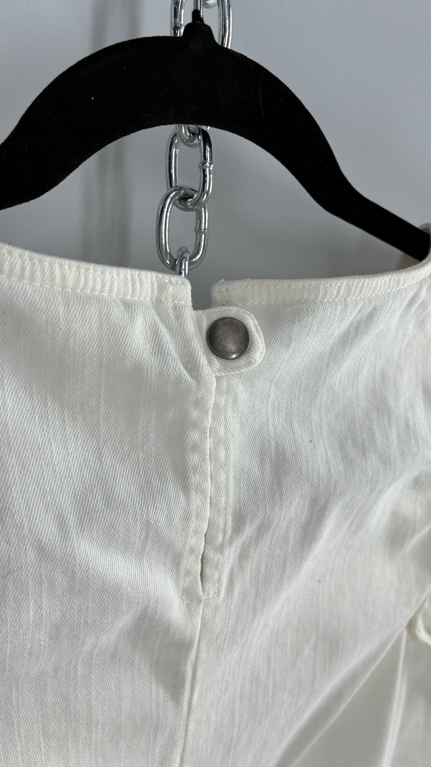 Urban Outfitters Silence + Noise White Denim Fringe Hem Top (Medium)