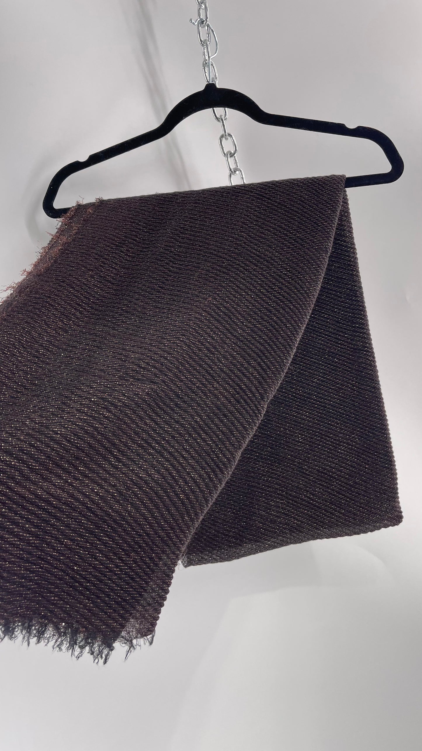 Maurice’s Black Thin Knit Voluminous Scarf with Bronze Woven Tinsel