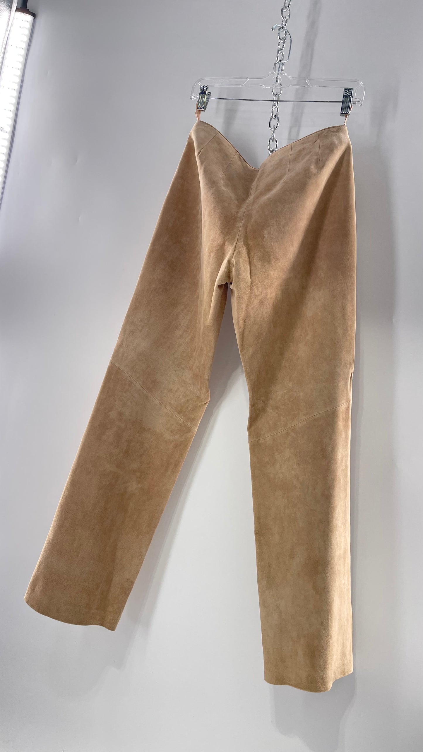 Deadstock Vintage Slouchy SienaStudio Oatmeal Tan Suede Pants (8)