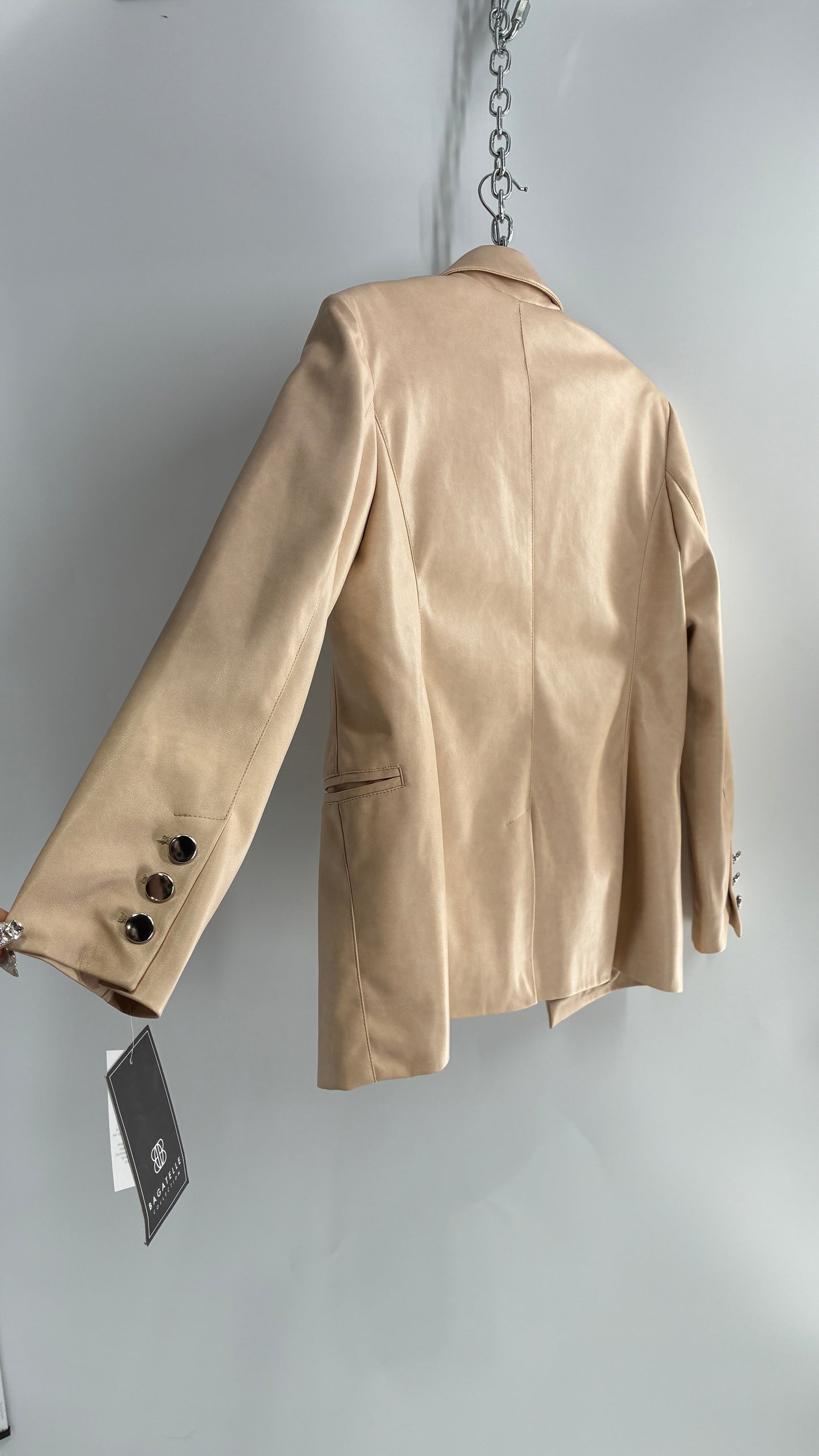 BAGATELLE Vegan Leather Cream Beige Blazer Jacket with Tags Attached (Medium)