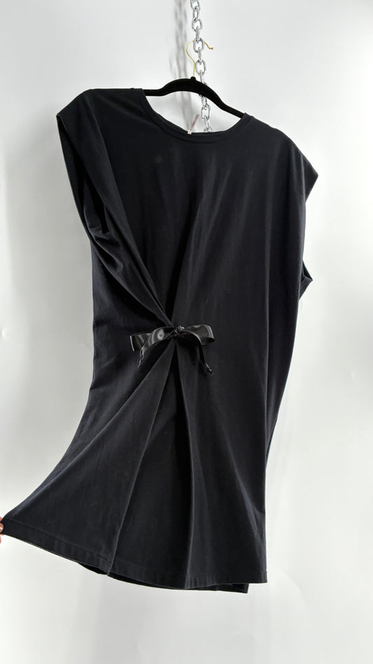 Free People Black Jersey Knit Side Tie T Shirt Dress (Small)