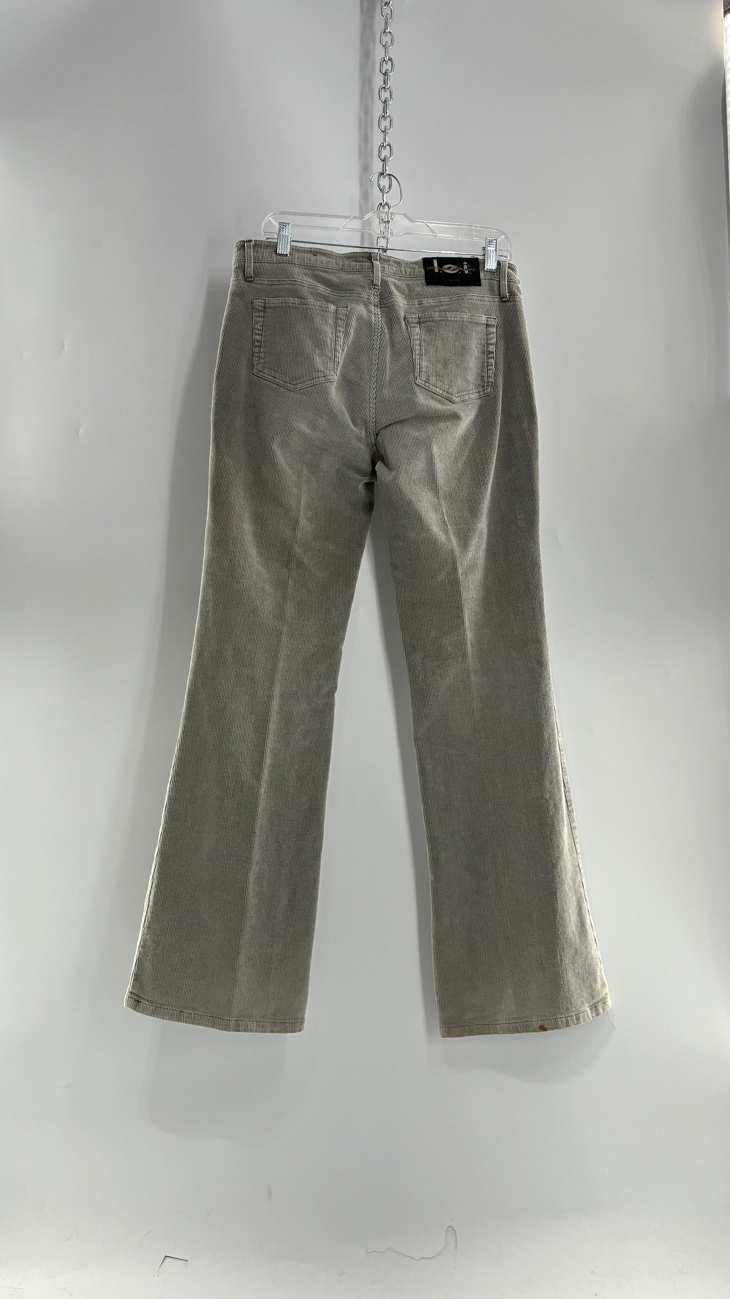 Vintage LEI Grey Corduroy Flare Pants with Fading Detail (13)