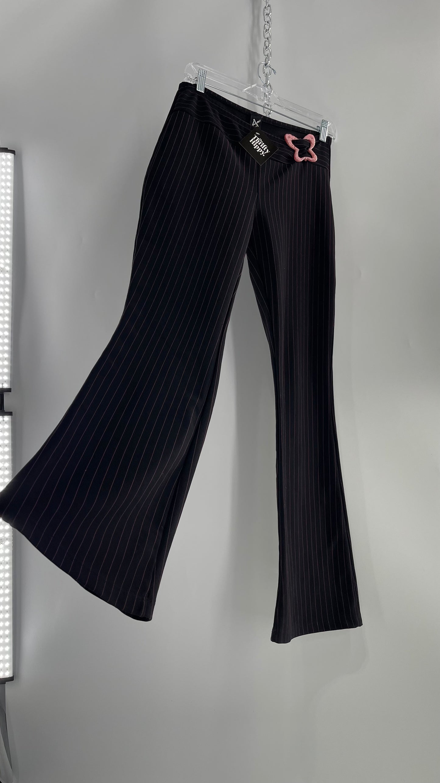 Vintage PS Pink Pinstriped Kickflares with Butterfly Buckle (S)