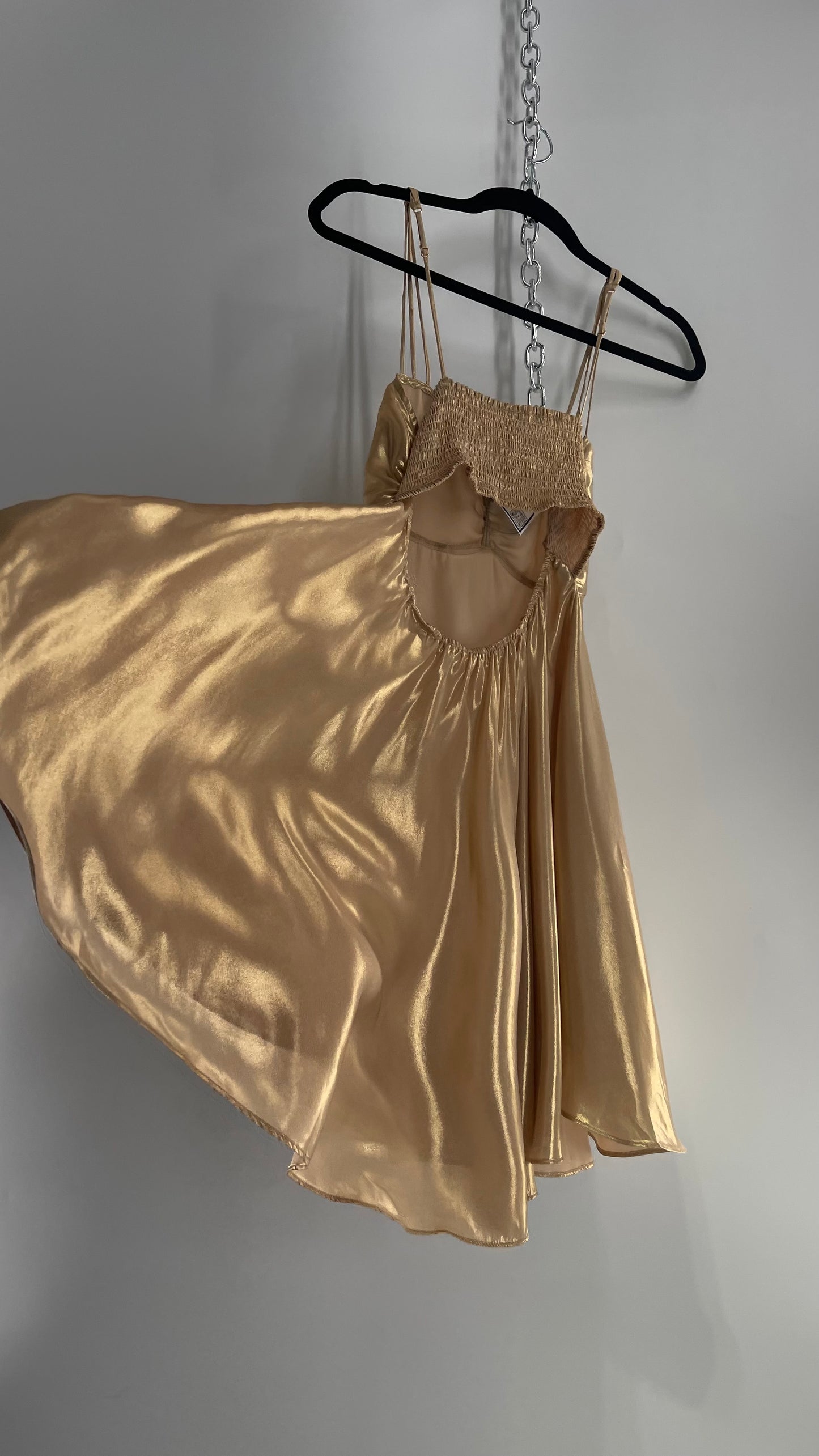 Intimately Free People Liquid Metal Gold Backless Dress (XS)