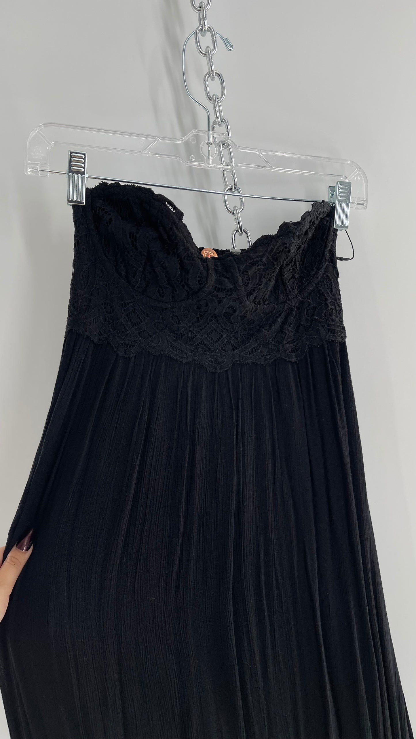 Free People Adella Black Full Length Maxi Dress (Small)