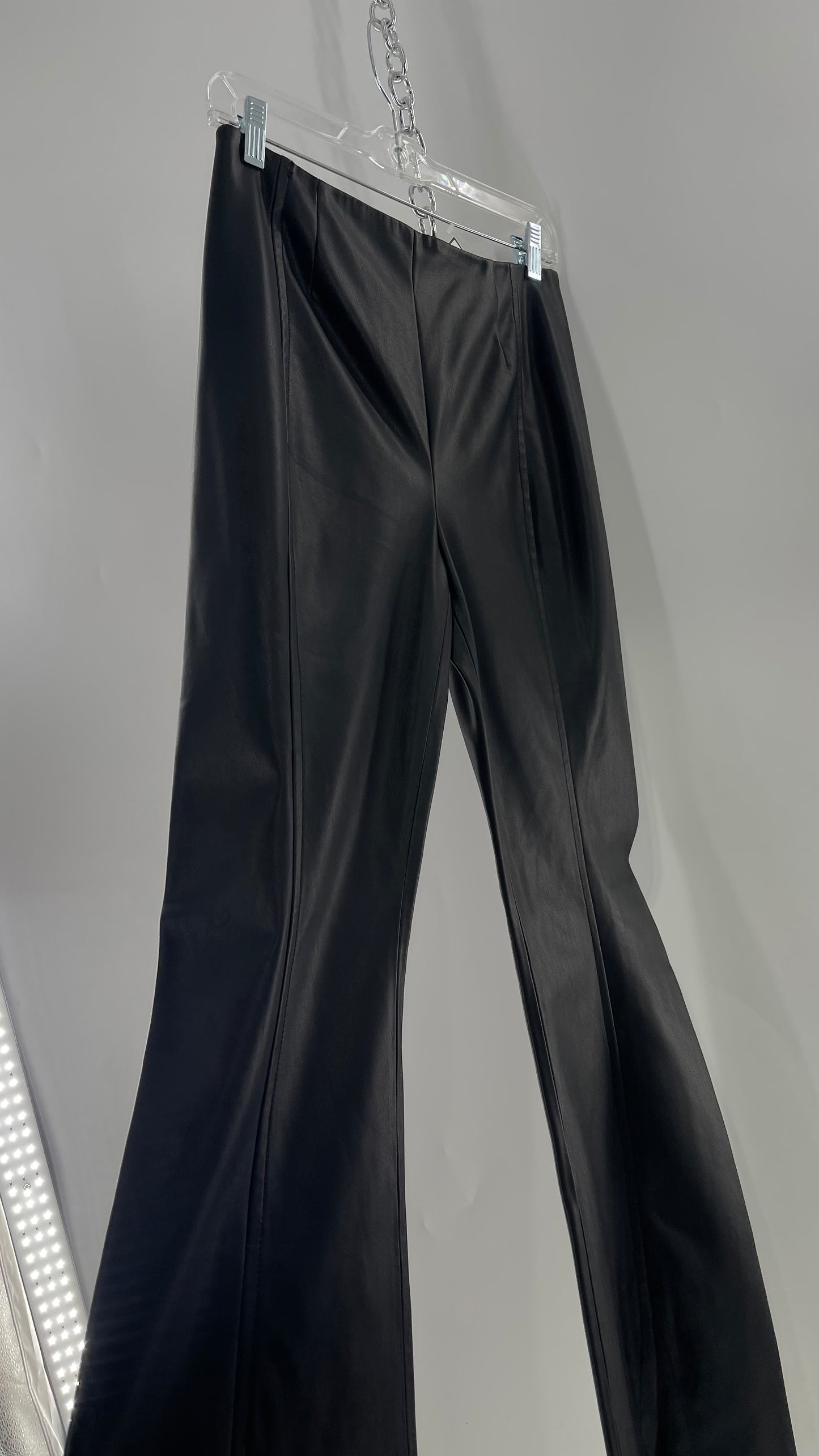 Free People Black Vegan Leather Kick Flares (28)