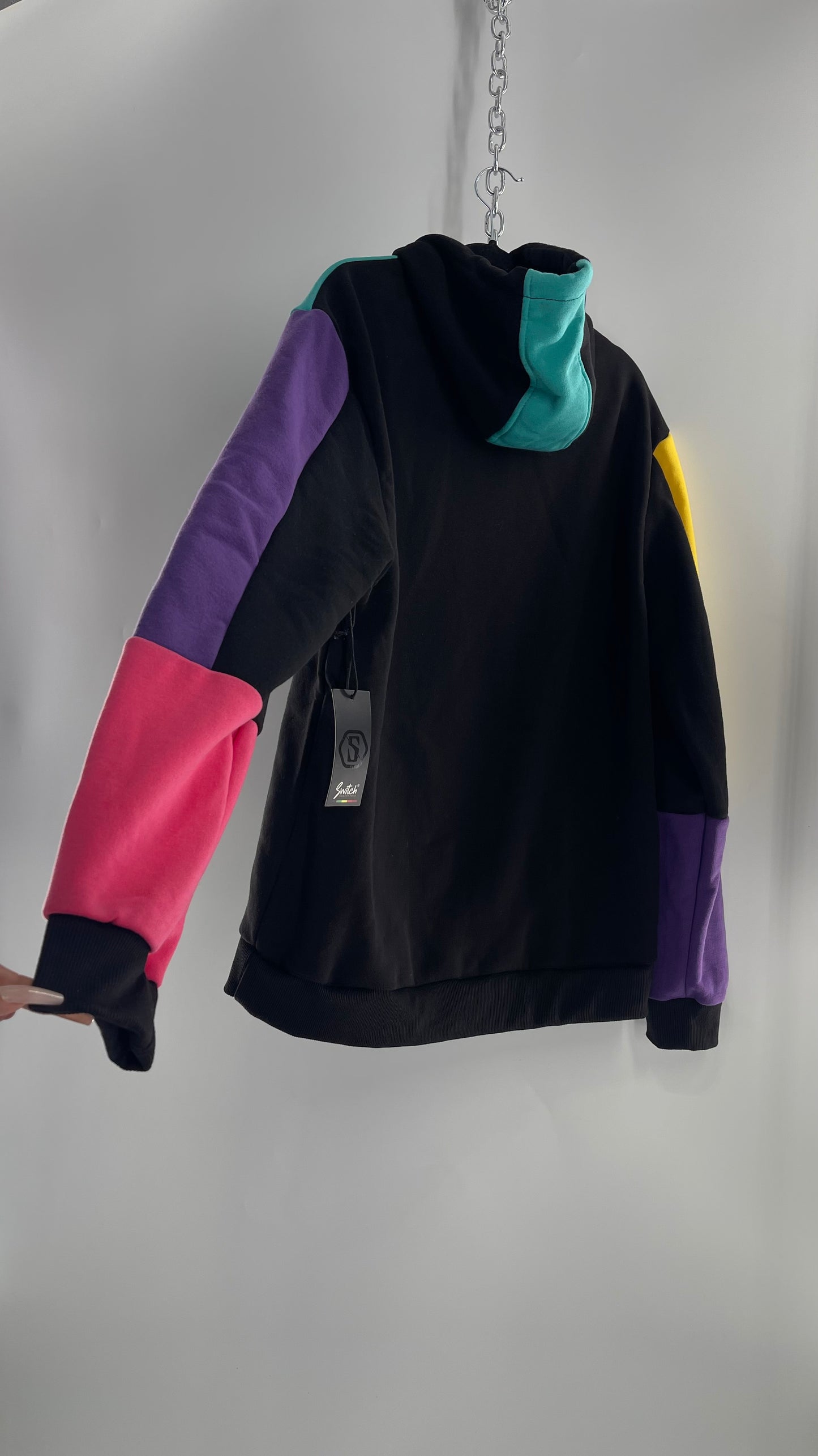 Switch Remarkable 80s Color Block Embroidered Hoodie with Tags (XXXL)