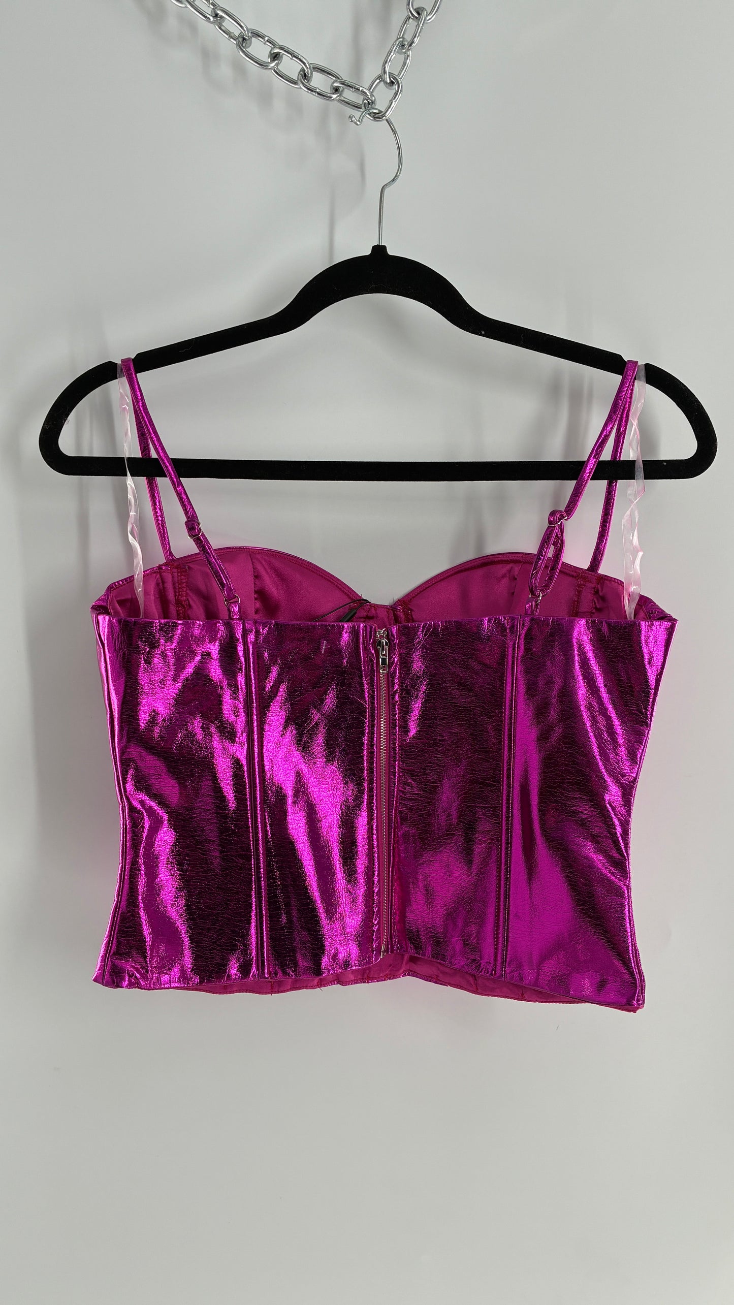 Fashion Nova Metallic Fuchsia Purple Corset with Tags Attached (Medium)