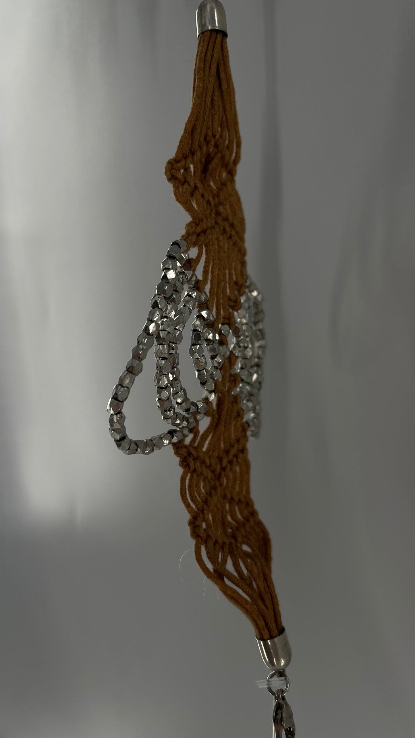 Free People Macrame Bracelet with Silver Metal Butterfly