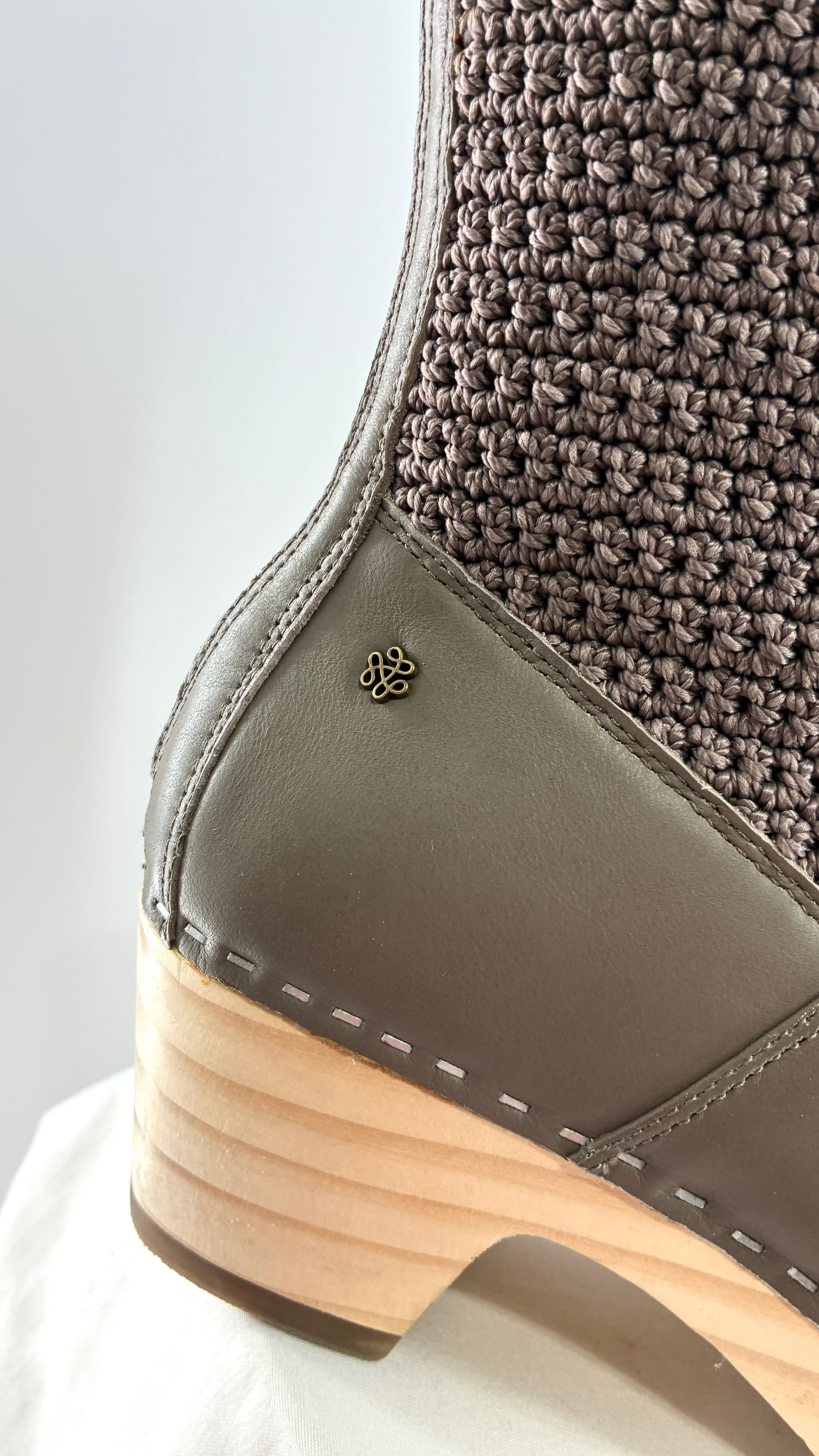THE SAK Crochet and Leather Wooden Clog Boots (7)