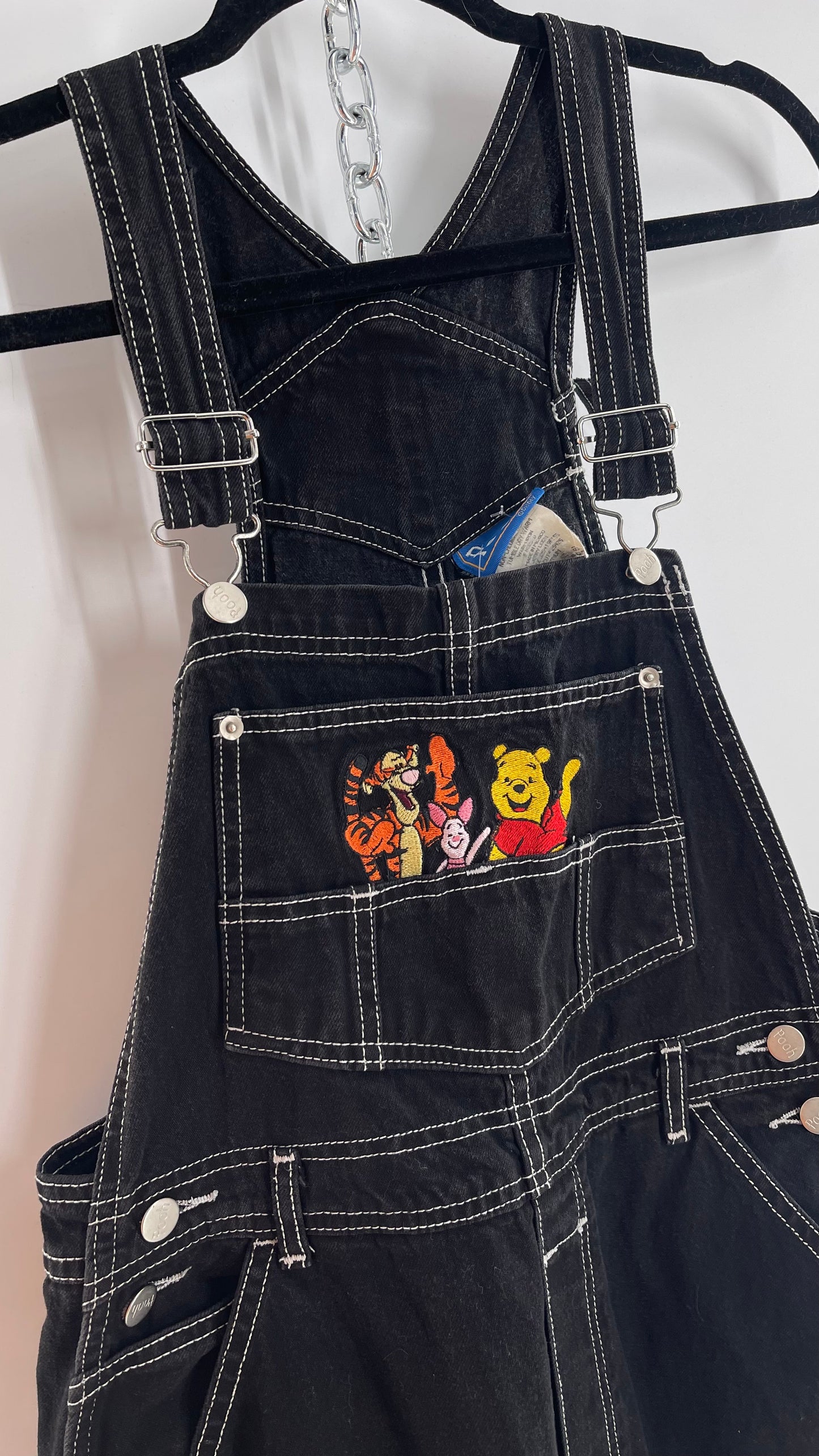 Vintage 80s Nostalgic Disney POOH Denim Embroidered Overall Jumpsuit (Medium)