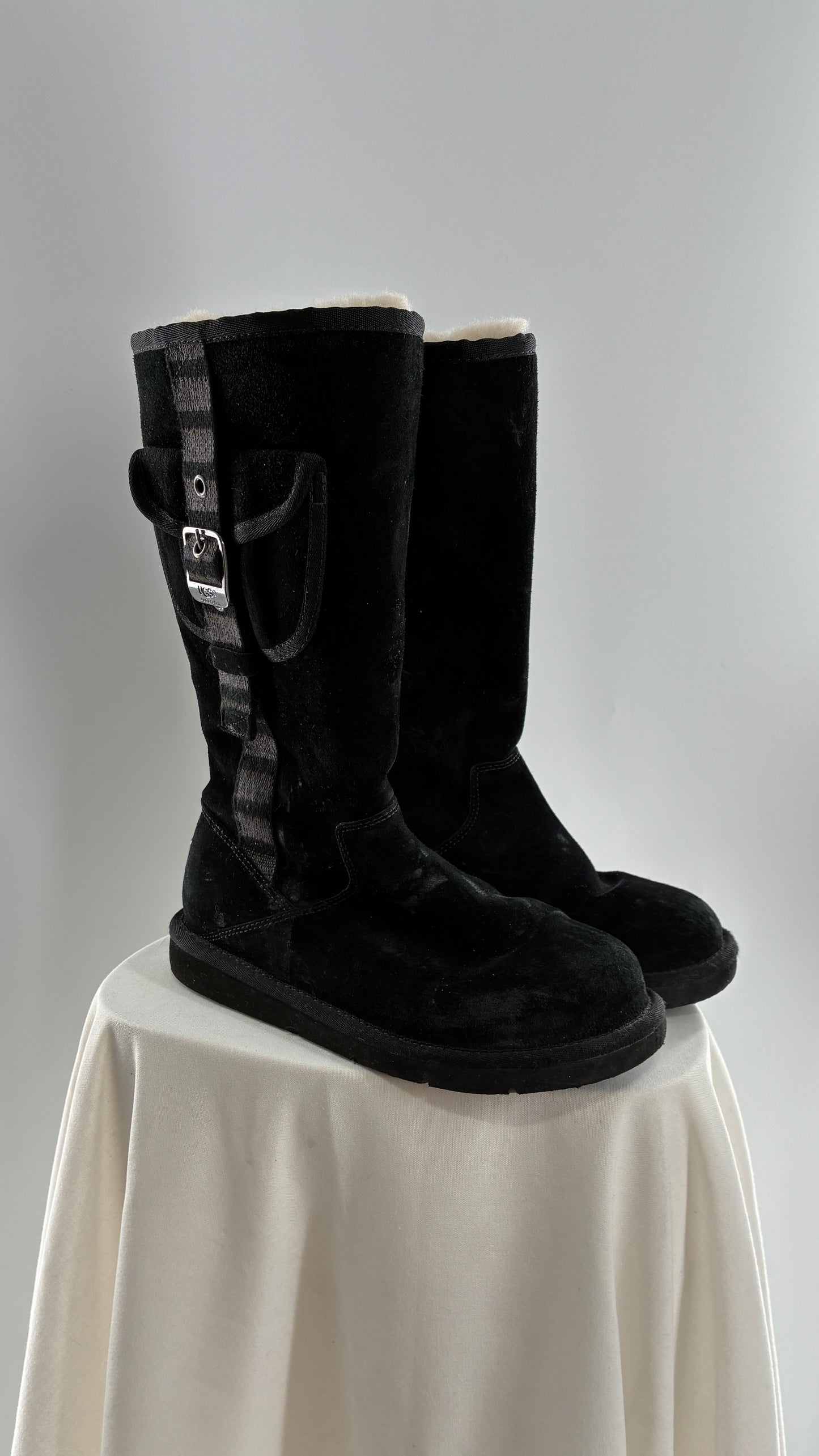 UGG Australia Black Suede Tall Cargo Boot (6)
