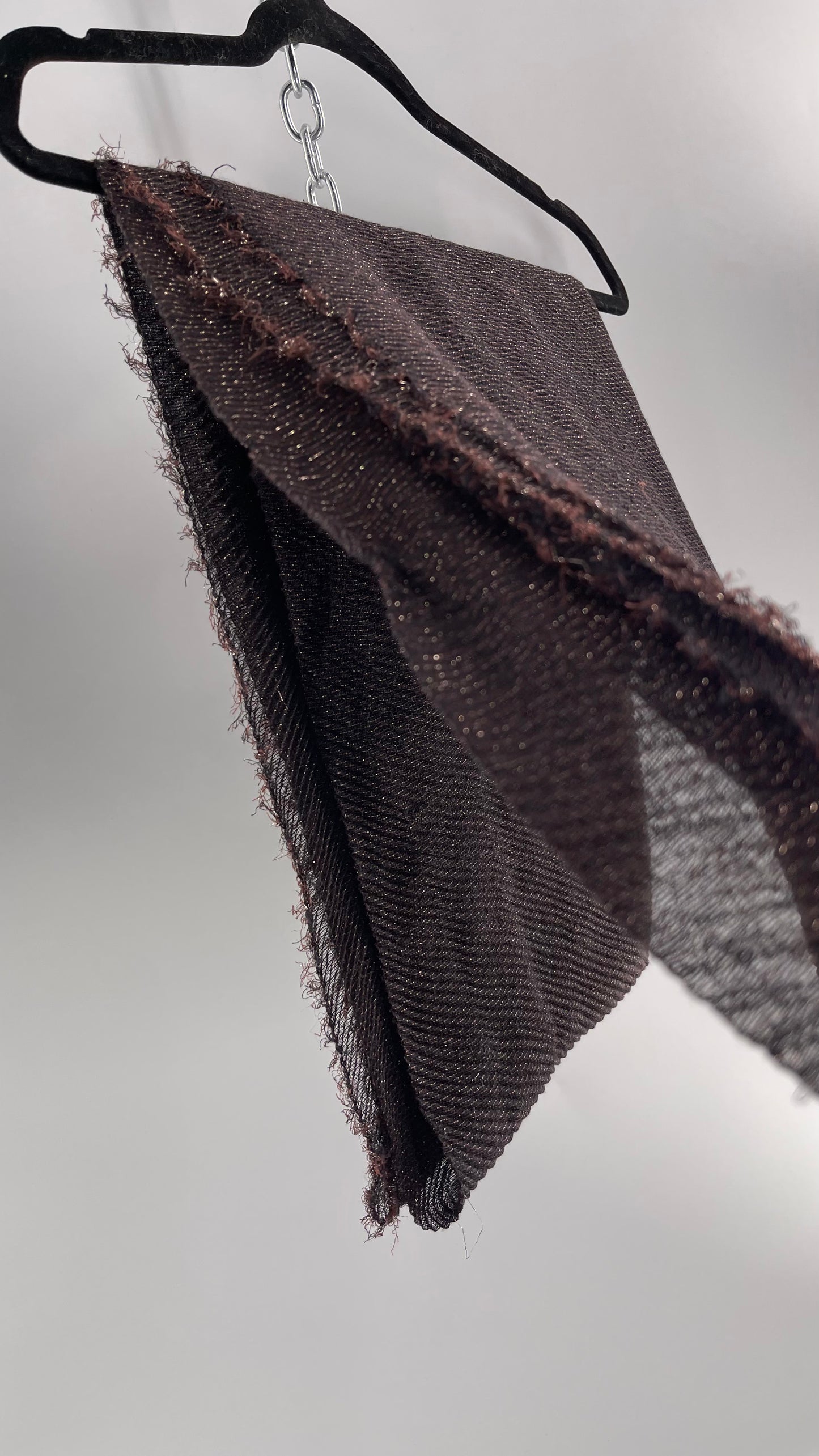Maurice’s Black Thin Knit Voluminous Scarf with Bronze Woven Tinsel