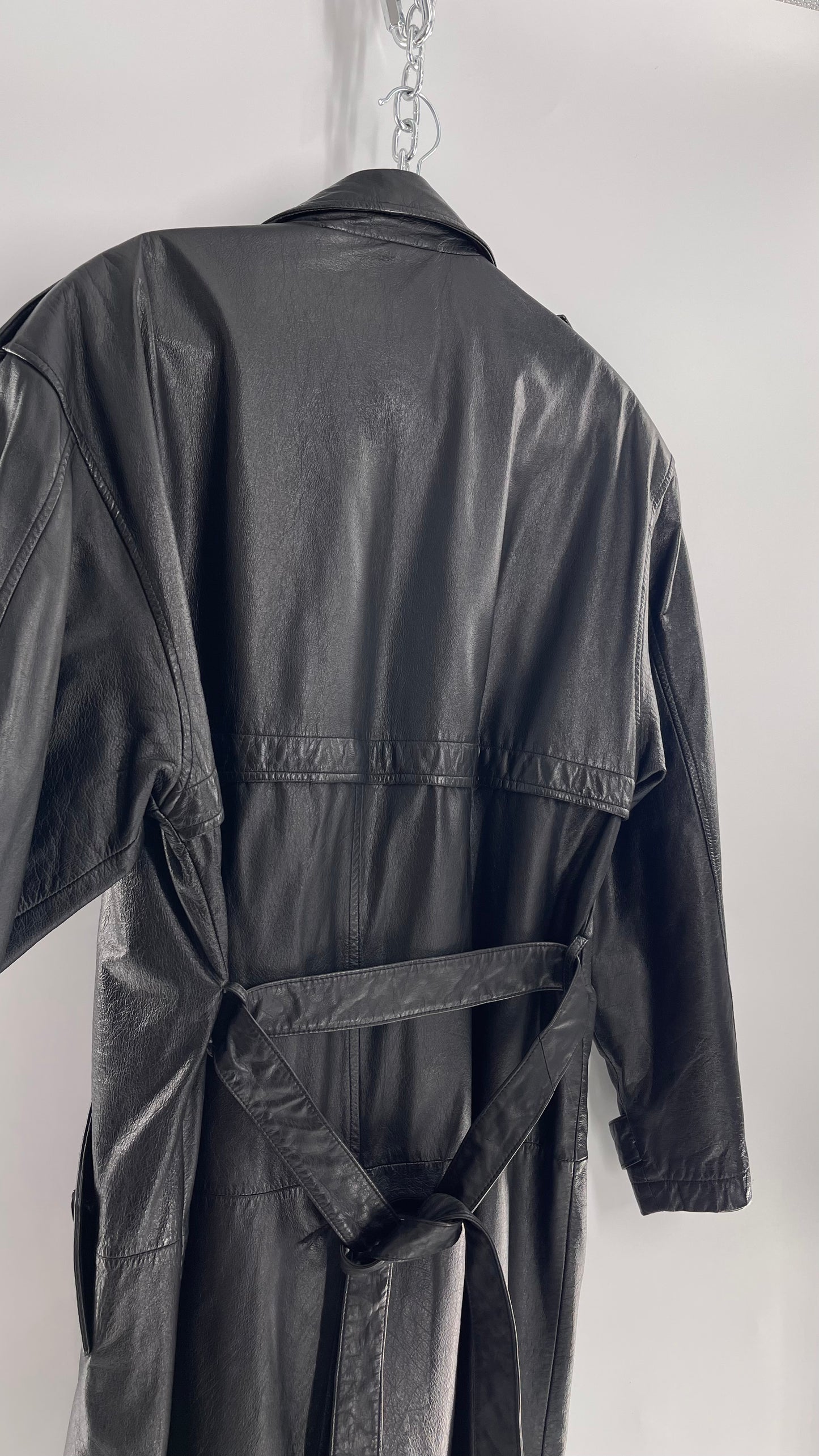 Georgetown Vintage Black Leather Trench Coat (Medium)