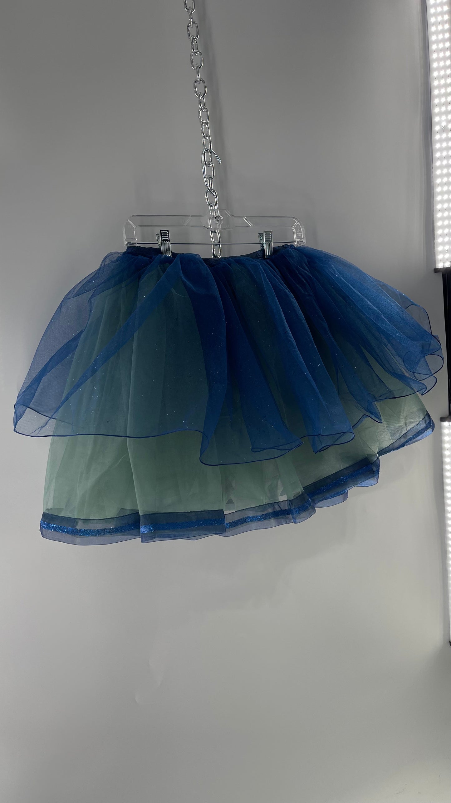 Midnight Muse Navy Blue Glitter Mesh Tutu Tulle Skirt (Medium)