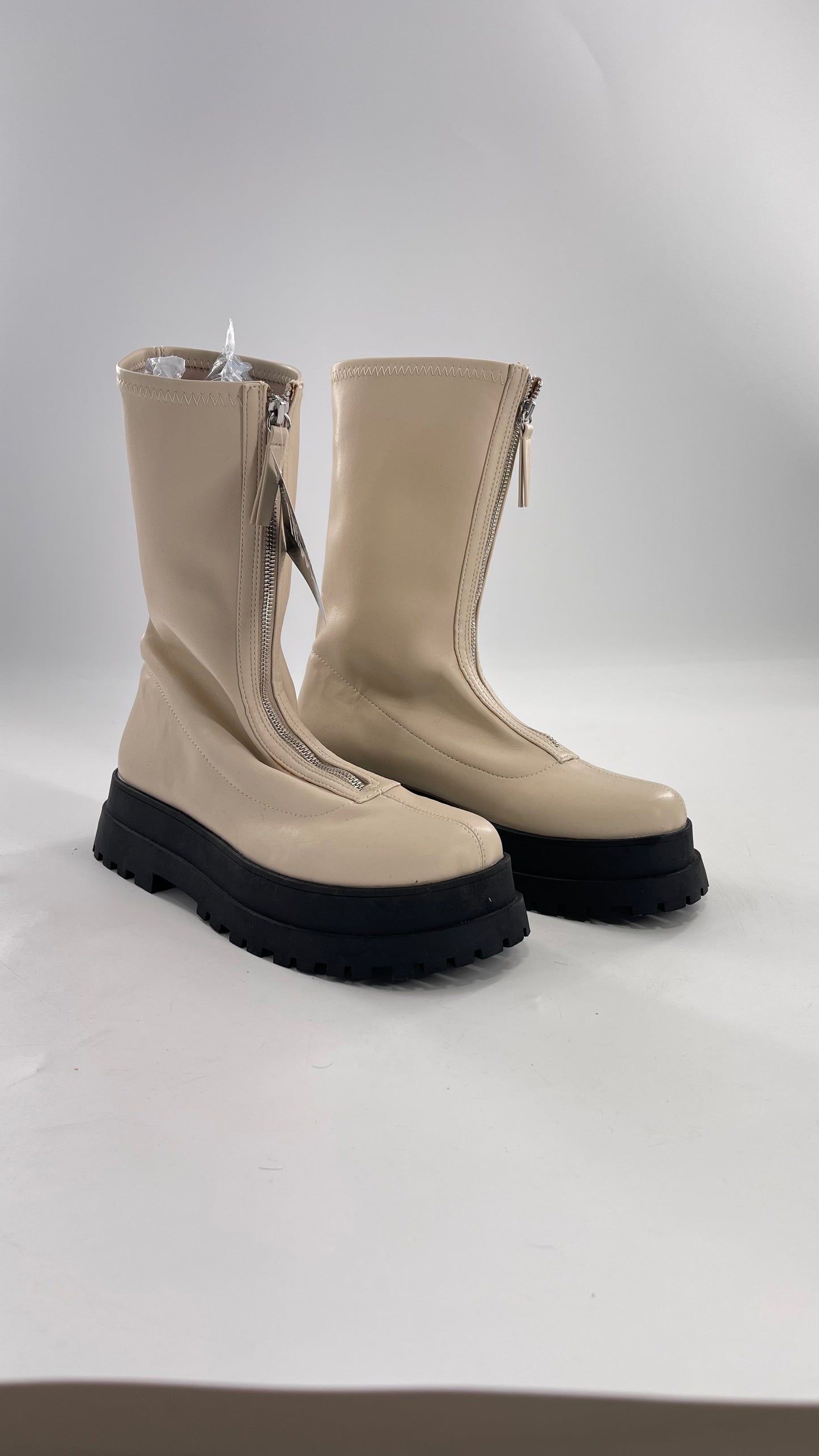 Urban Outfitters Cream Zip Front Boot with Contrast Platform (10)