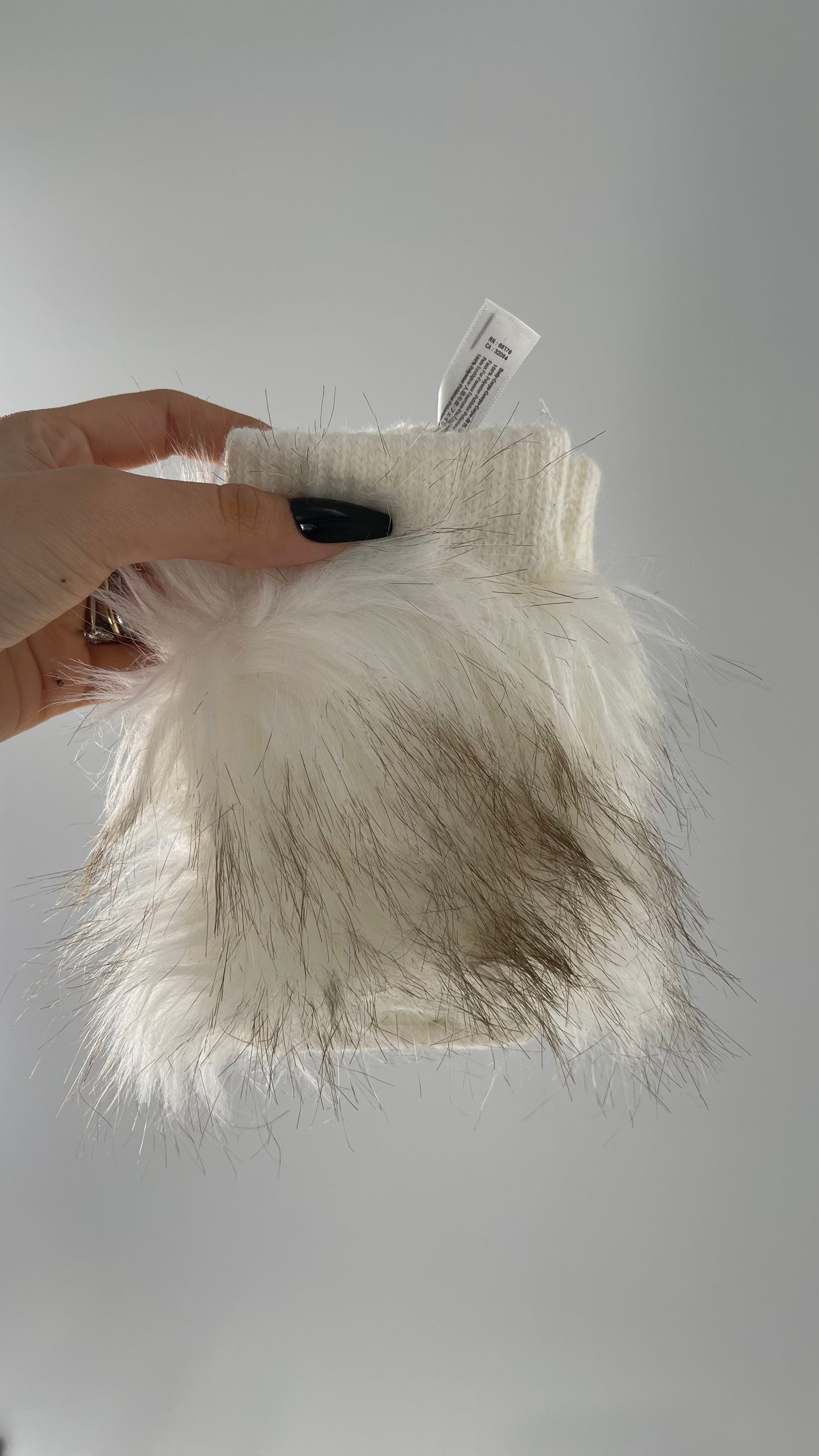 Anthropologie White Faux Fur Fingerless Gloves