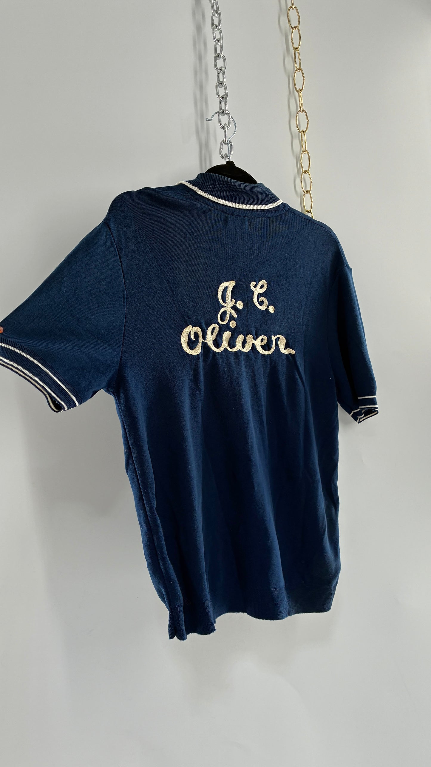 Vintage 1970s SEARS PBA Chain Stitch J.L. Oliver Bowling Polo (Medium)