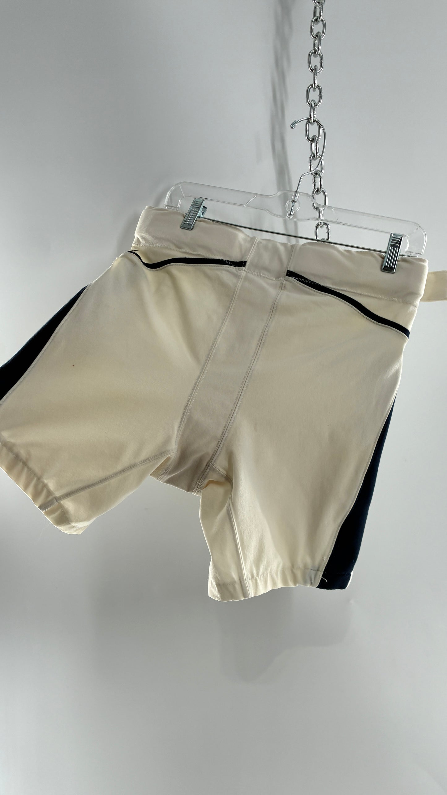 Vintage Nike Off White Distressed Football Belted Shorts (36)