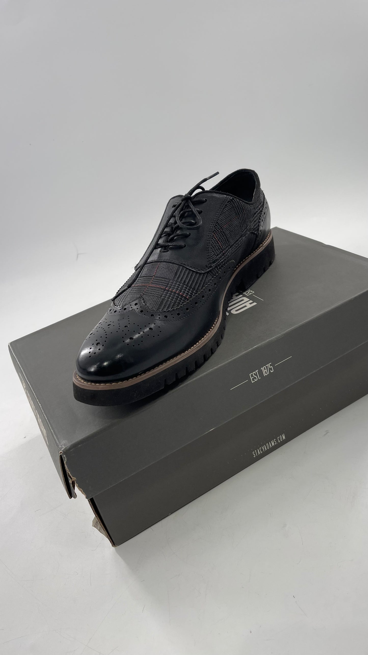 Stacy Adam’s Grey and Black, Plaid and Leather WingTip Oxfords (11)