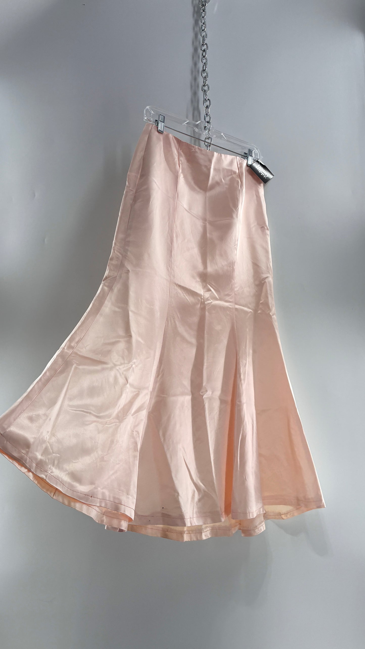 Vintage Peach Toned Satin Handmade Mermaid Style Paneled Skirt