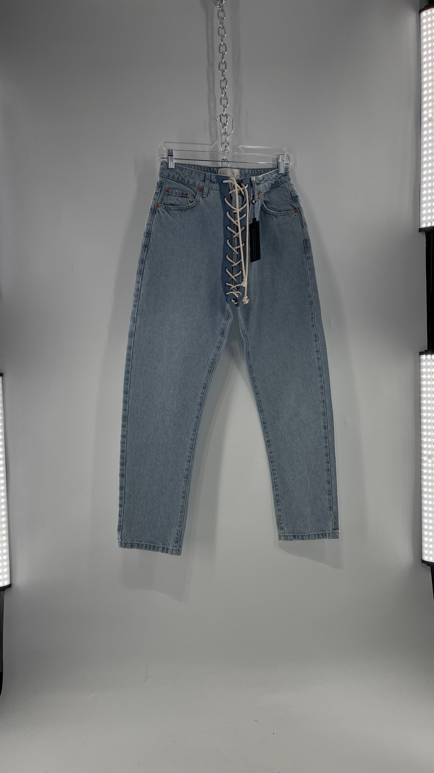 One Teaspoon Best Blue Lace Bandit Jeans Lace Up Detail on Front and Back (24)