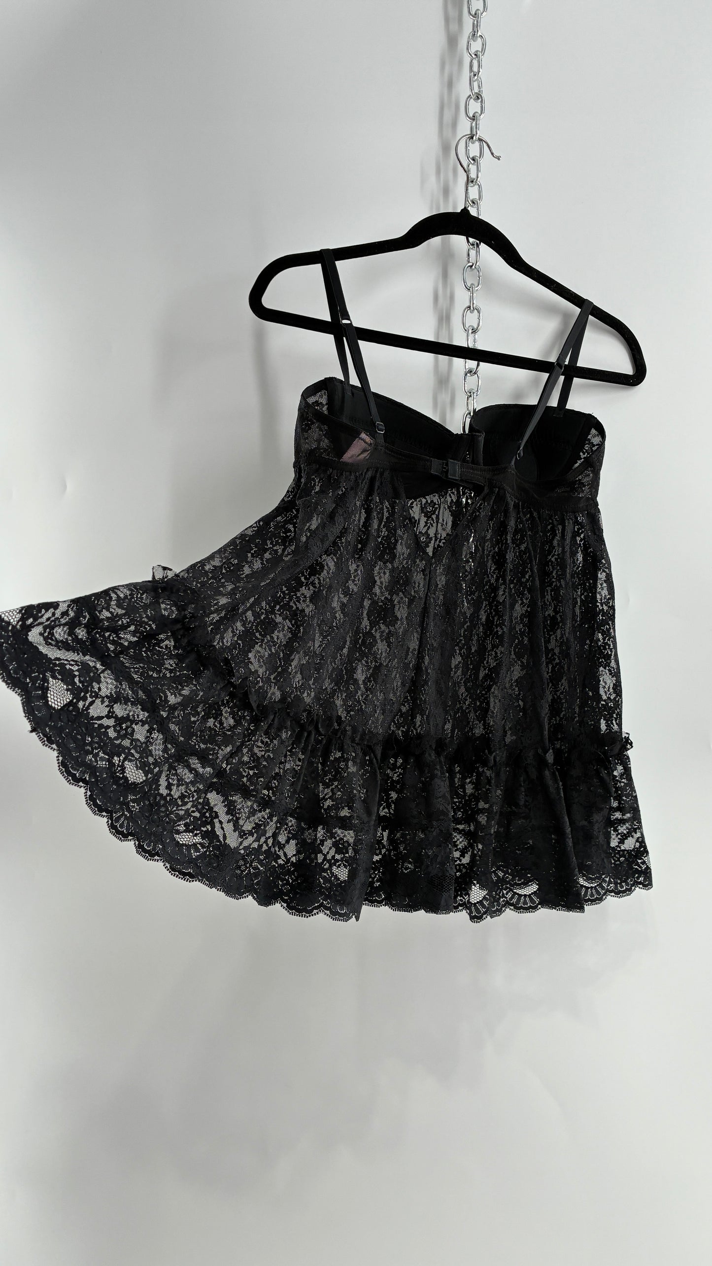 Vintage Victorias Secret Black Lace Babydoll Full Camisole (36C)