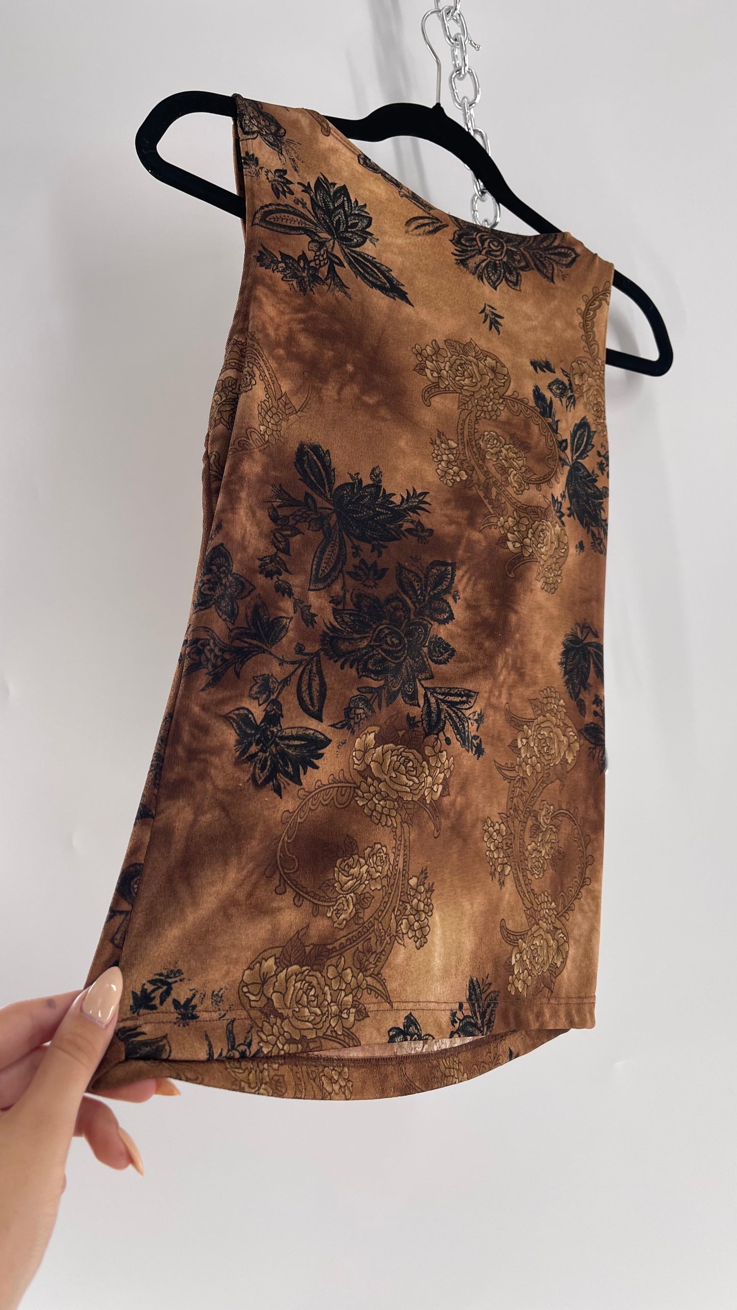 Vintage Olivia Paige Brown Tie Dye Floral Tank (Medium)