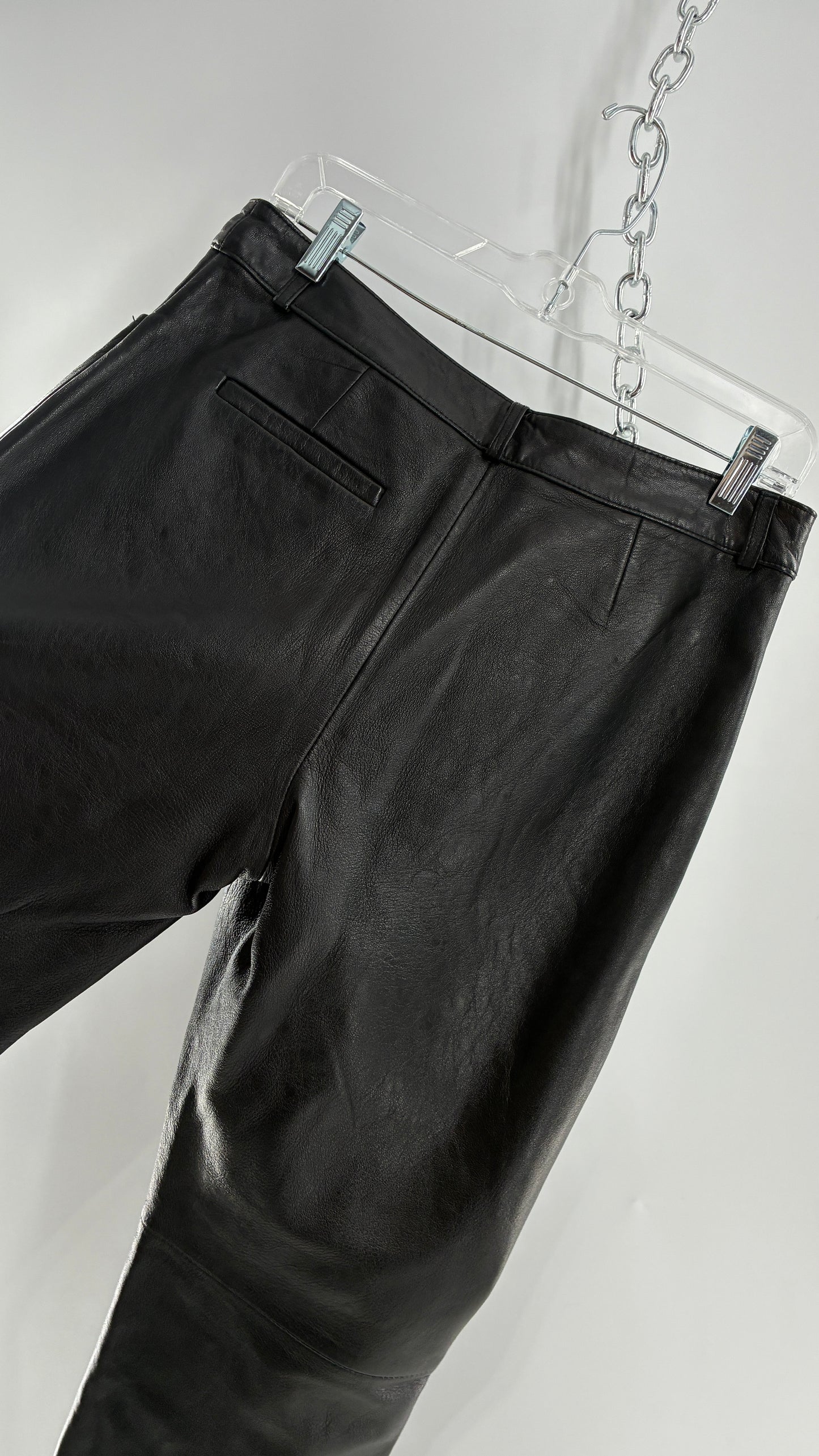 Vintage INC Black Soft Genuine Leather Side Closure Pants (6)