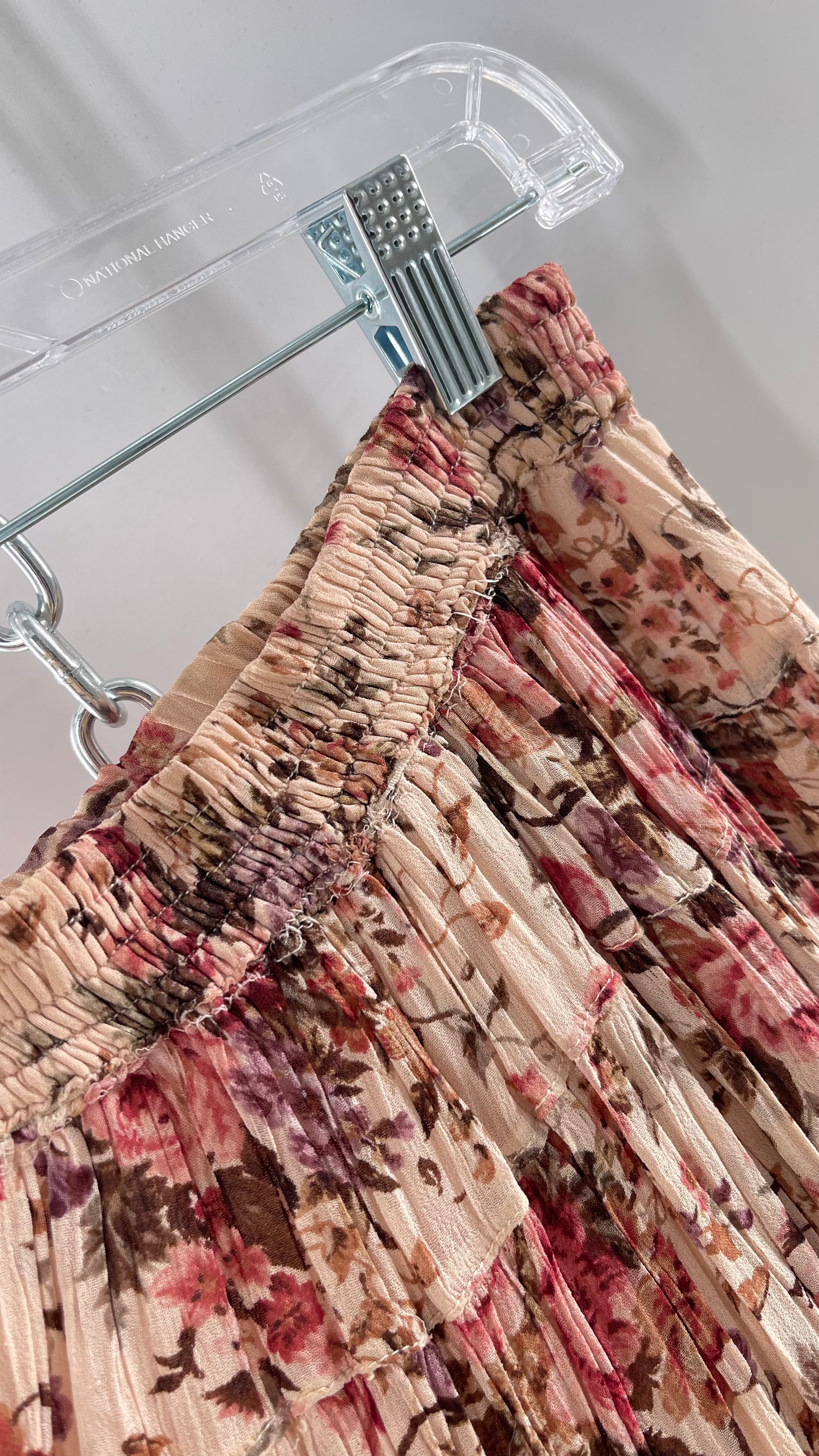 Vintage Hand Made Romantic Pink Floral Skirt (L)