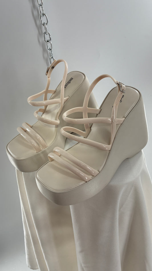 MELISSA Jelly Jessie Beige Chunky Wedge Platform Sandal (10)